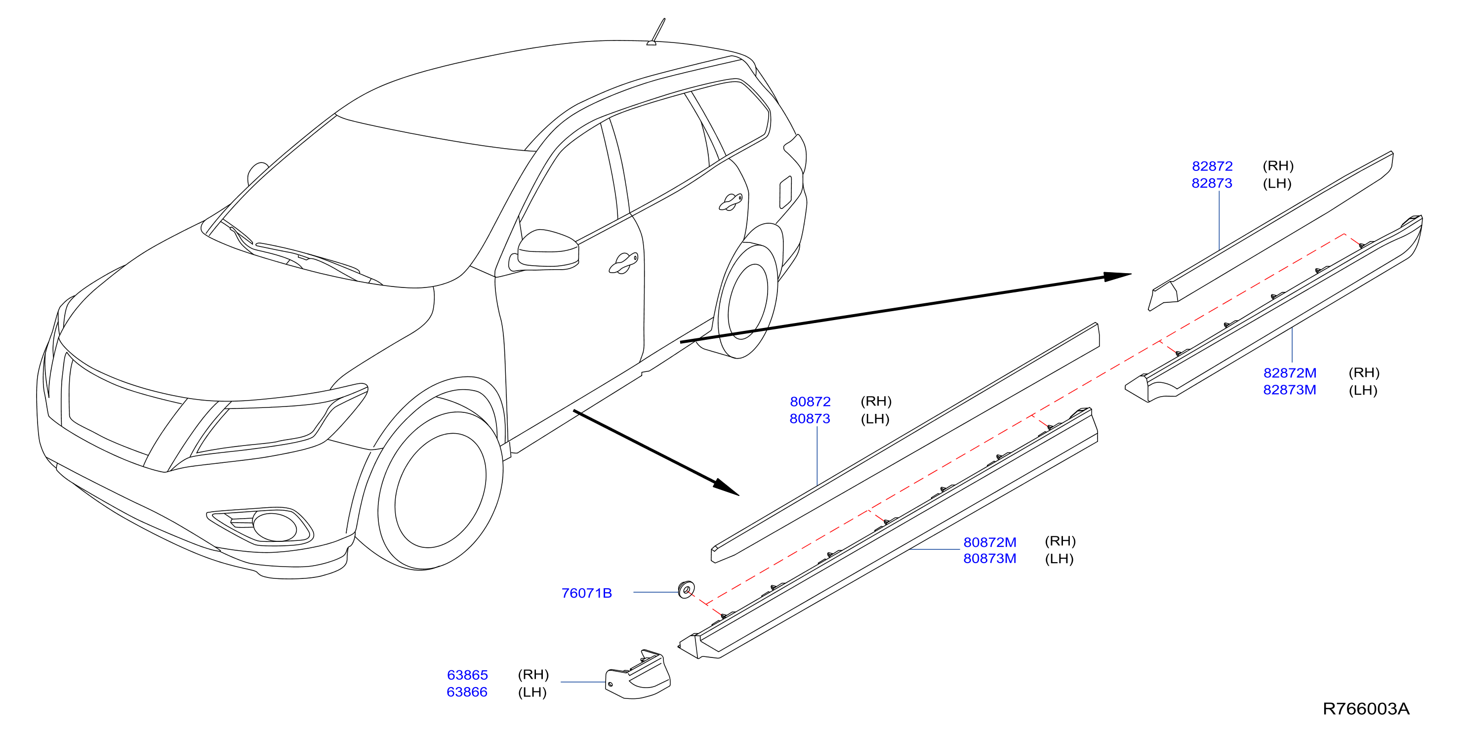 Nissan Pathfinder Fender Molding (Left, Front) - 63873-3KA0A 