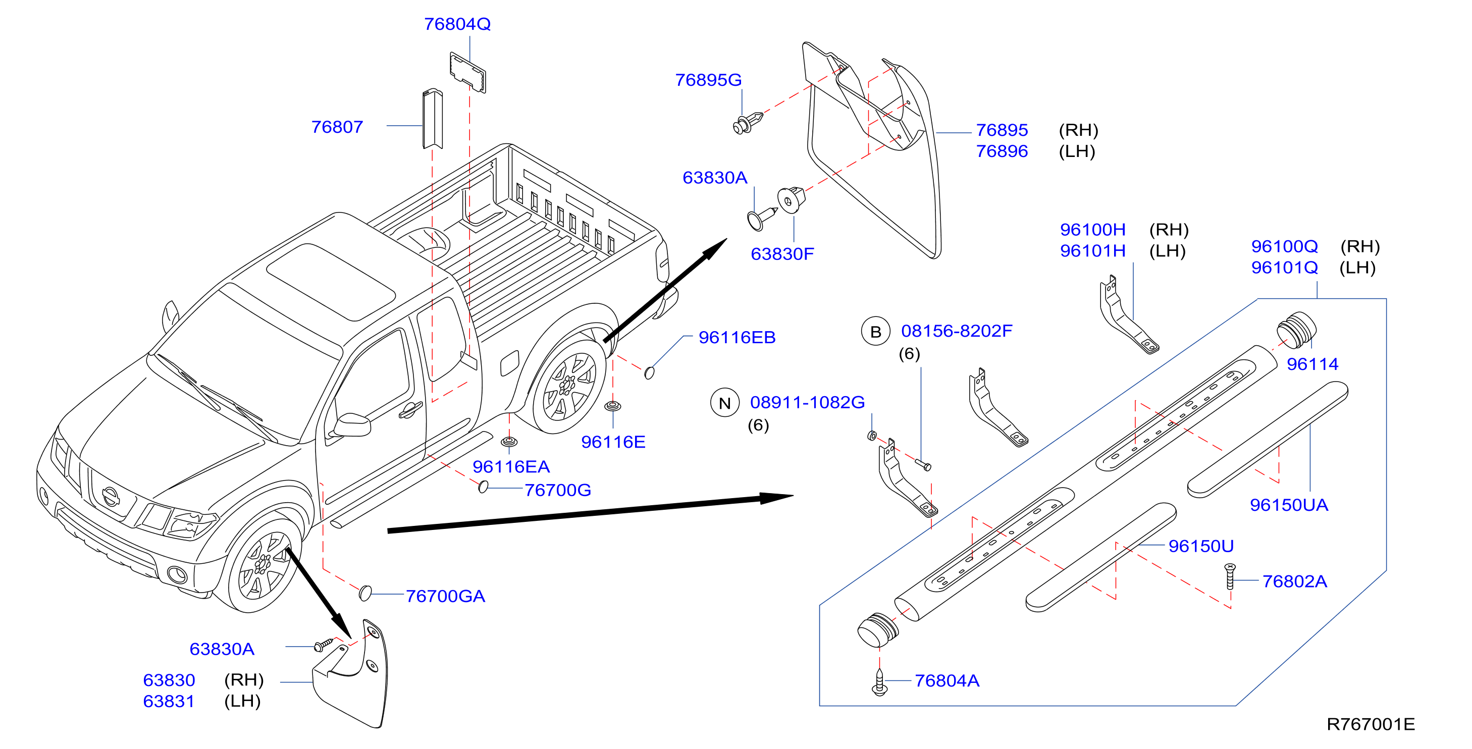 Diagram BODY SIDE FITTING for your 2000 Nissan Frontier   