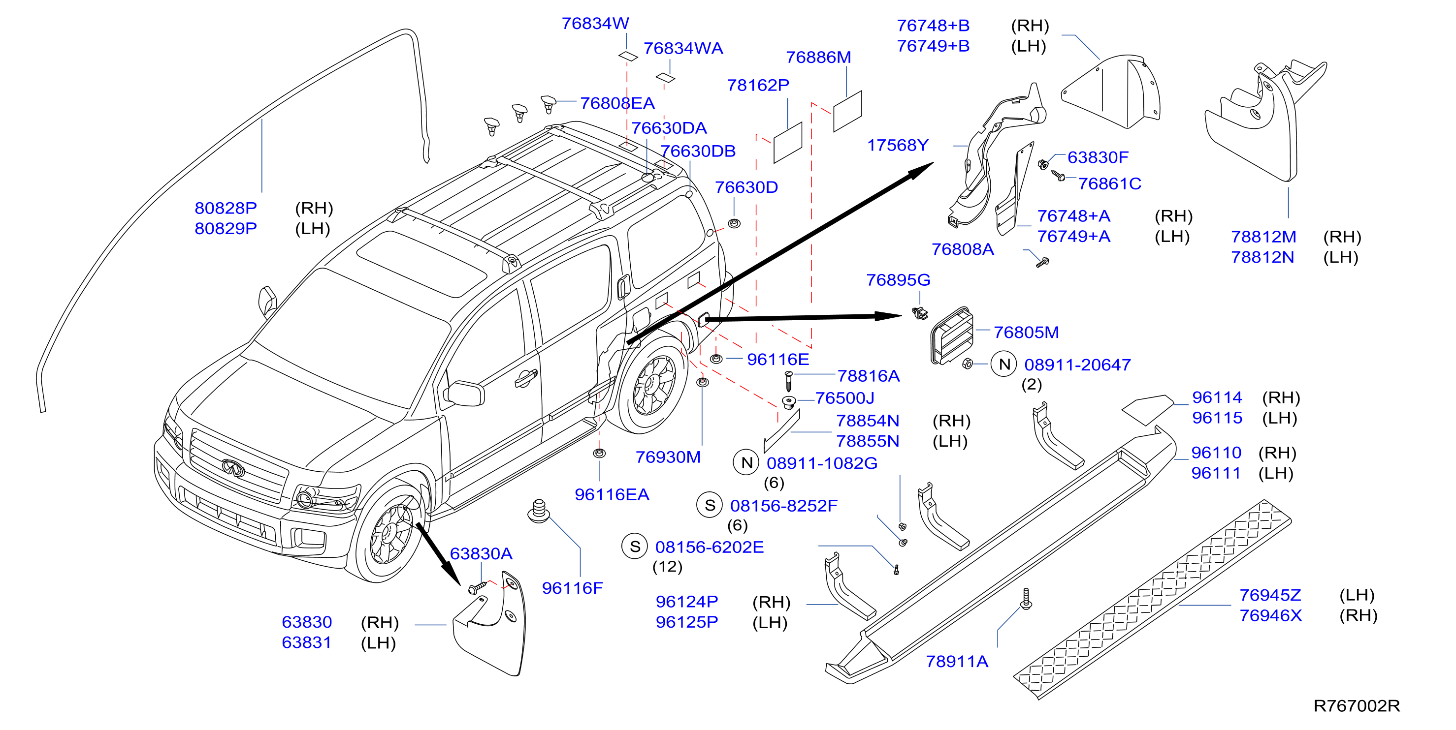 Diagram BODY SIDE FITTING for your 2011 INFINITI QX56   