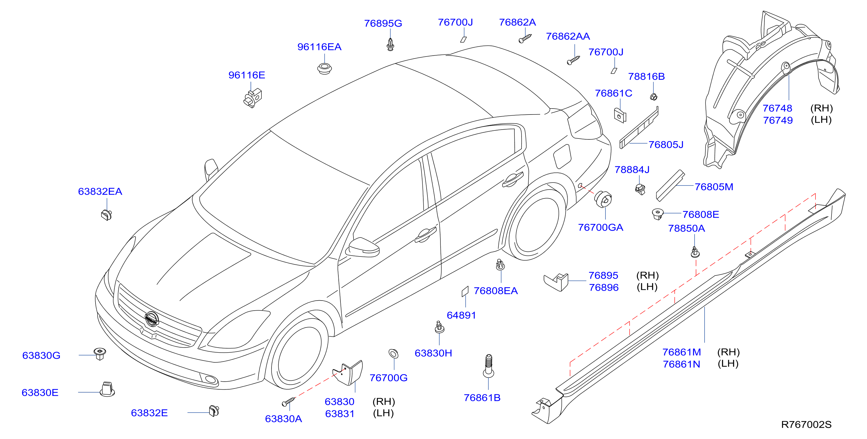 Diagram BODY SIDE FITTING for your Nissan Axxess  