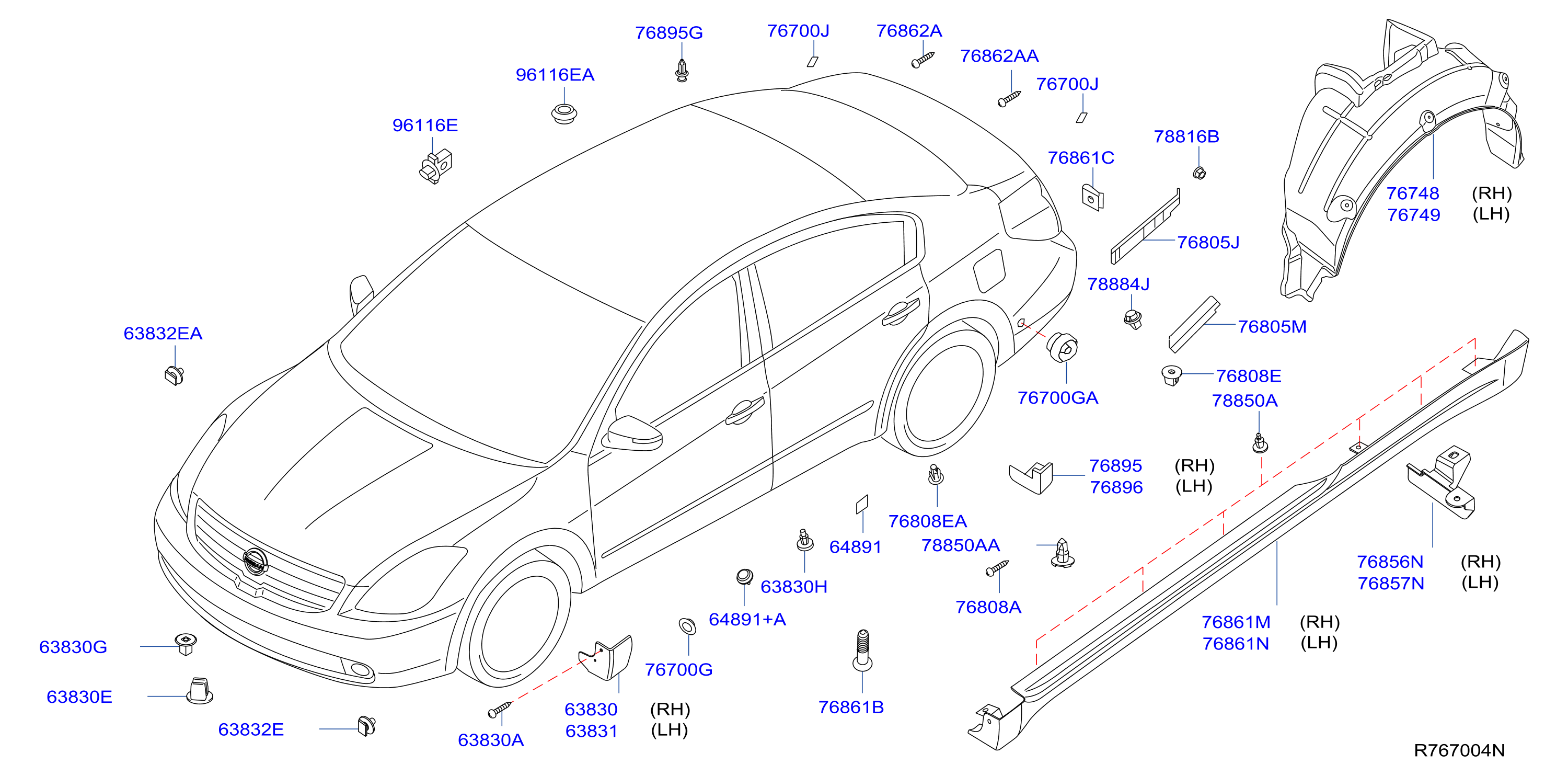 Diagram BODY SIDE FITTING for your Nissan Axxess  