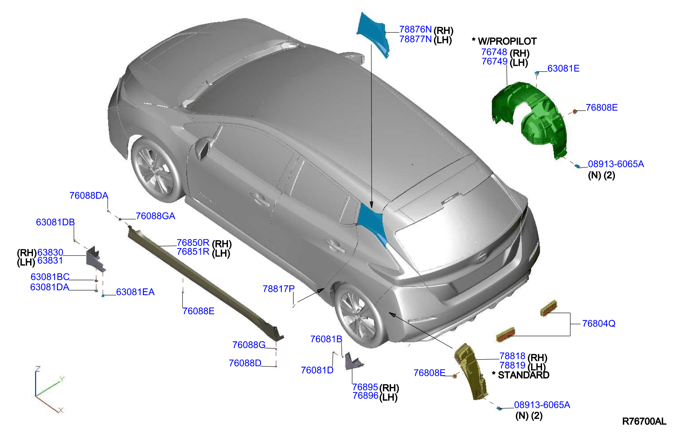 Diagram BODY SIDE FITTING for your 2000 Nissan Frontier   