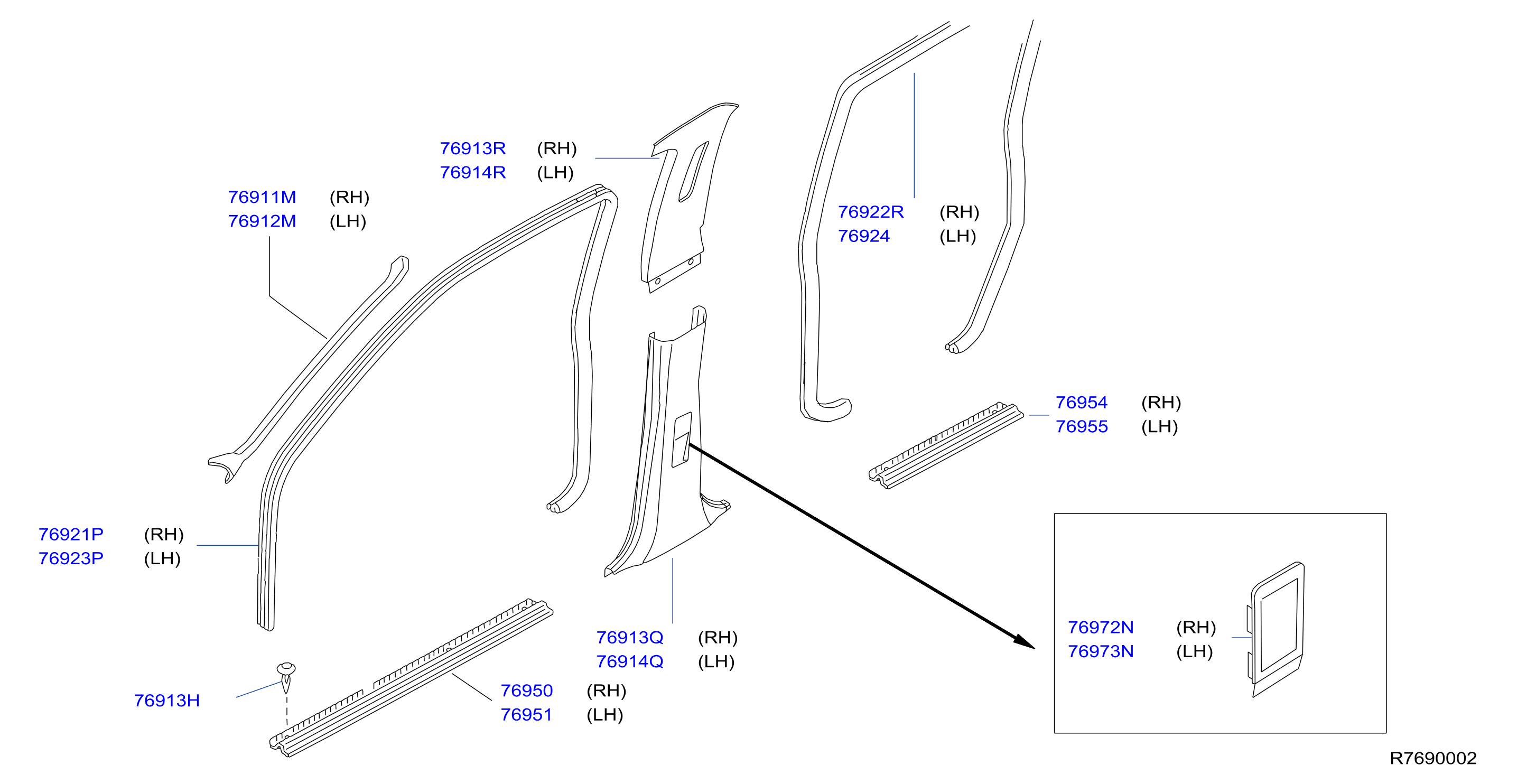 Diagram BODY SIDE TRIMMING for your 2016 Nissan Frontier Crew Cab S 4.0L V6 AT 2WD 