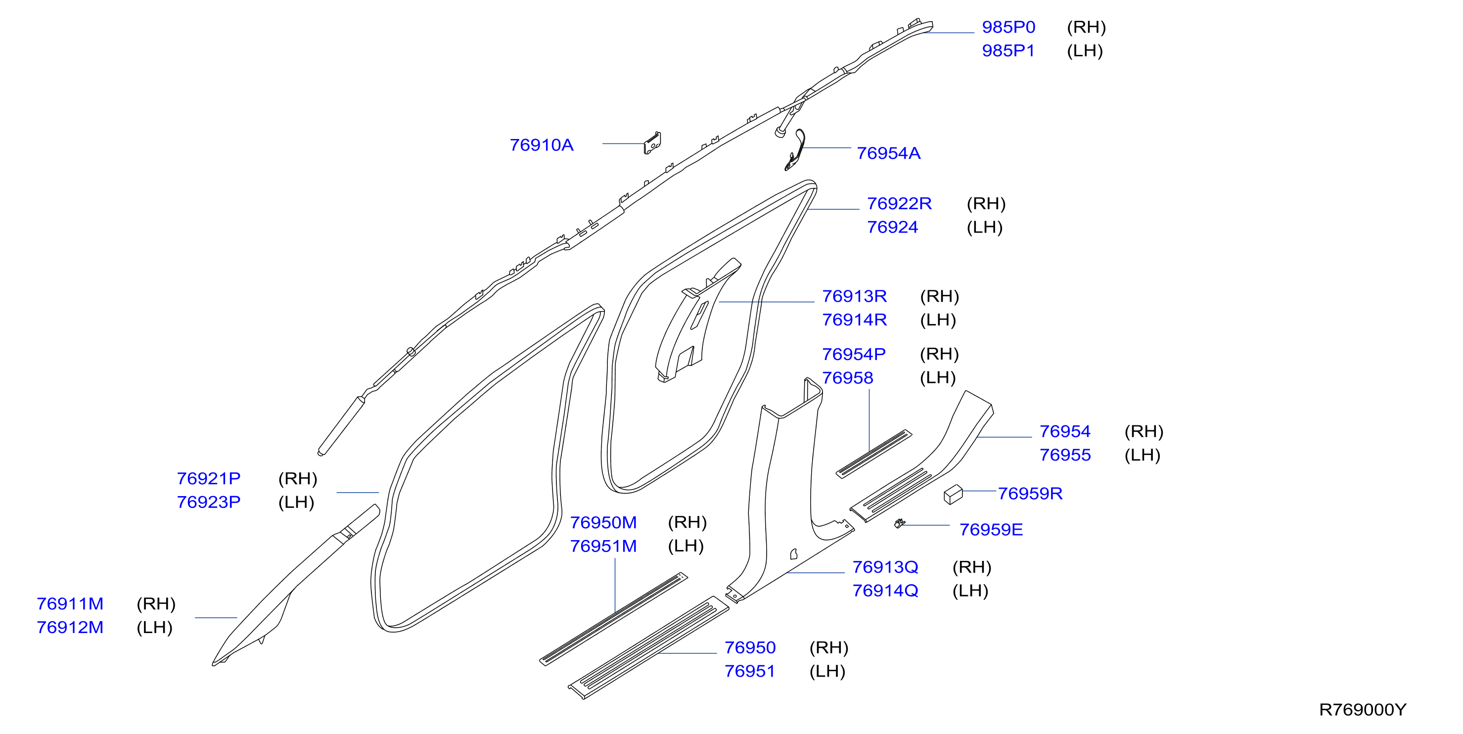 Diagram GUARNICIÓN LATERAL DE LA CARROCERÍA for your 2011 INFINITI QX70   