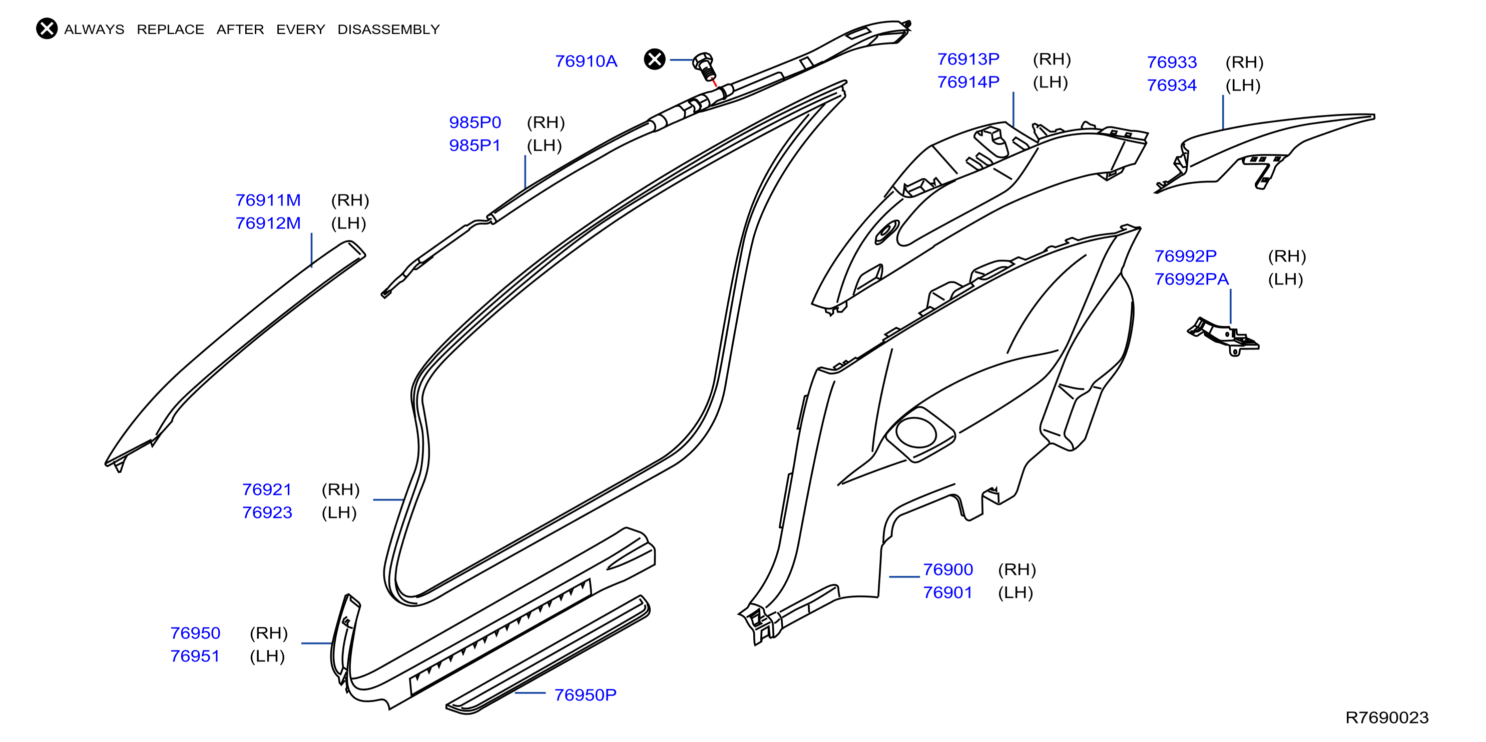 Diagram BODY SIDE TRIMMING for your Nissan