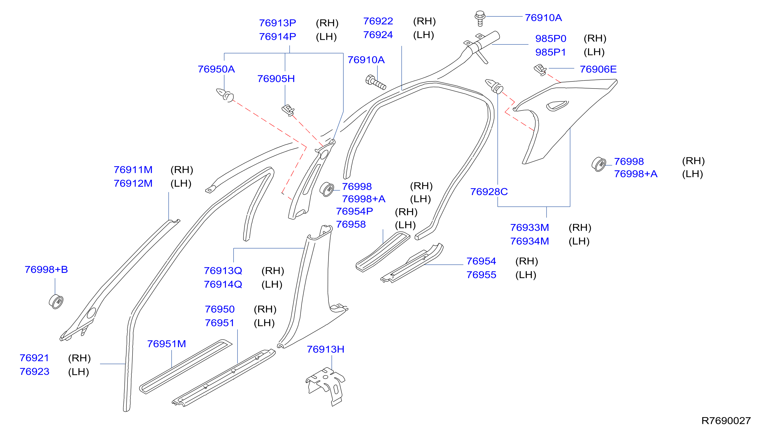 Diagram BODY SIDE TRIMMING for your Nissan Rogue  