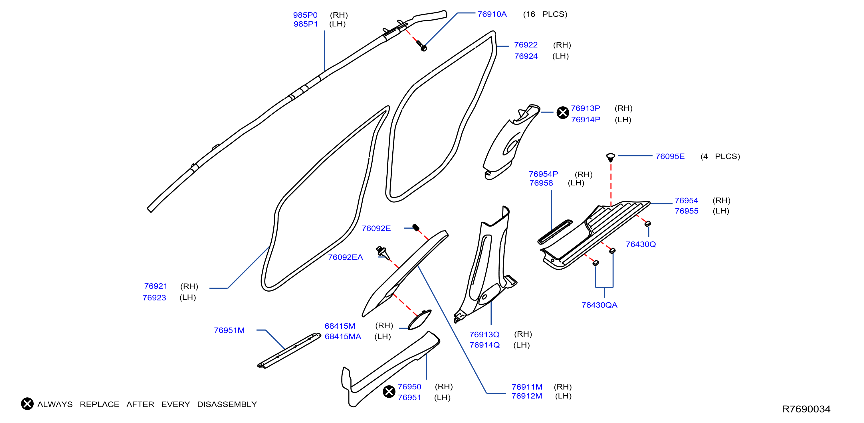 Diagram BODY SIDE TRIMMING for your Nissan Rogue  