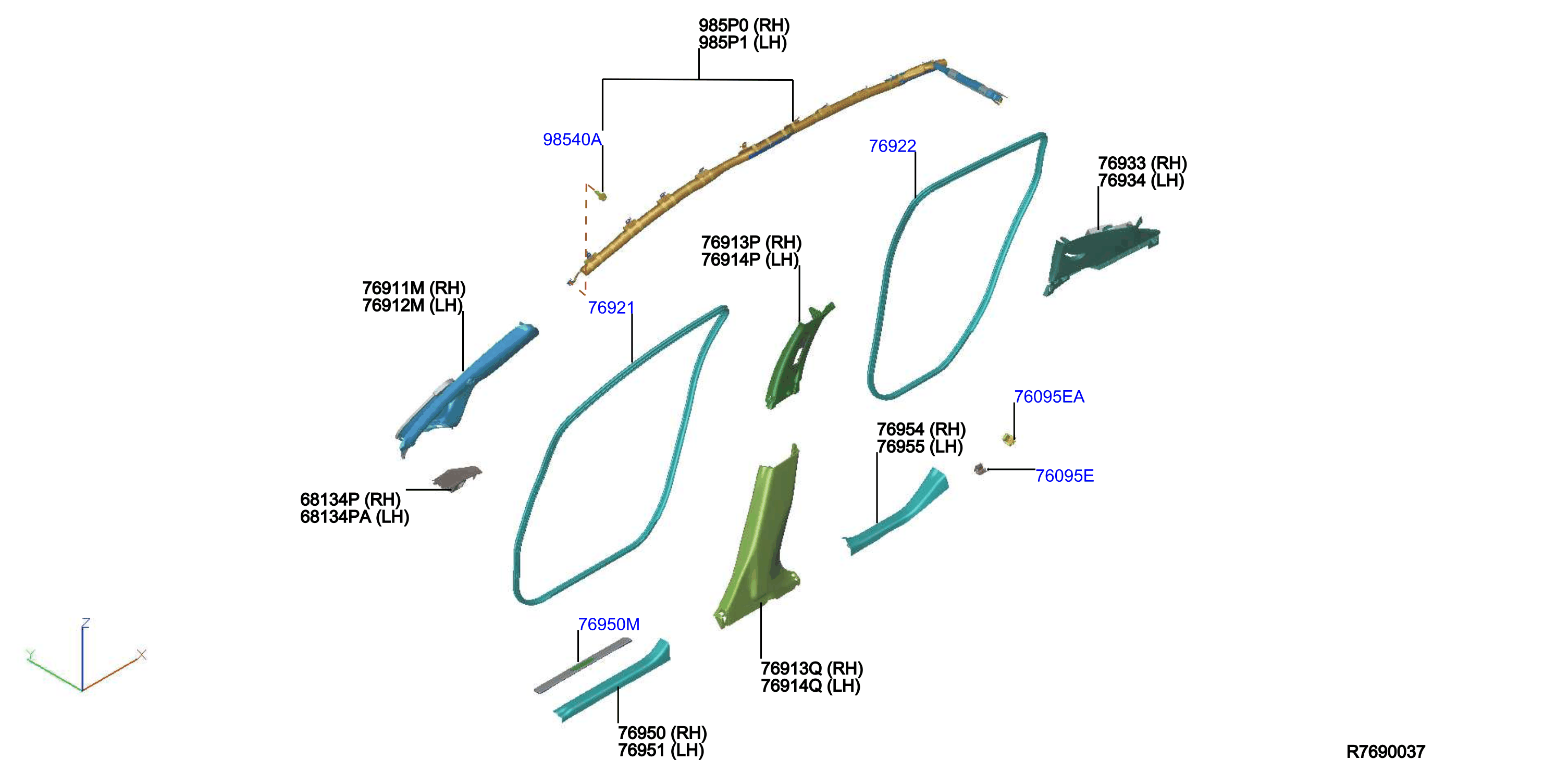 Diagram BODY SIDE TRIMMING for your Nissan Rogue  