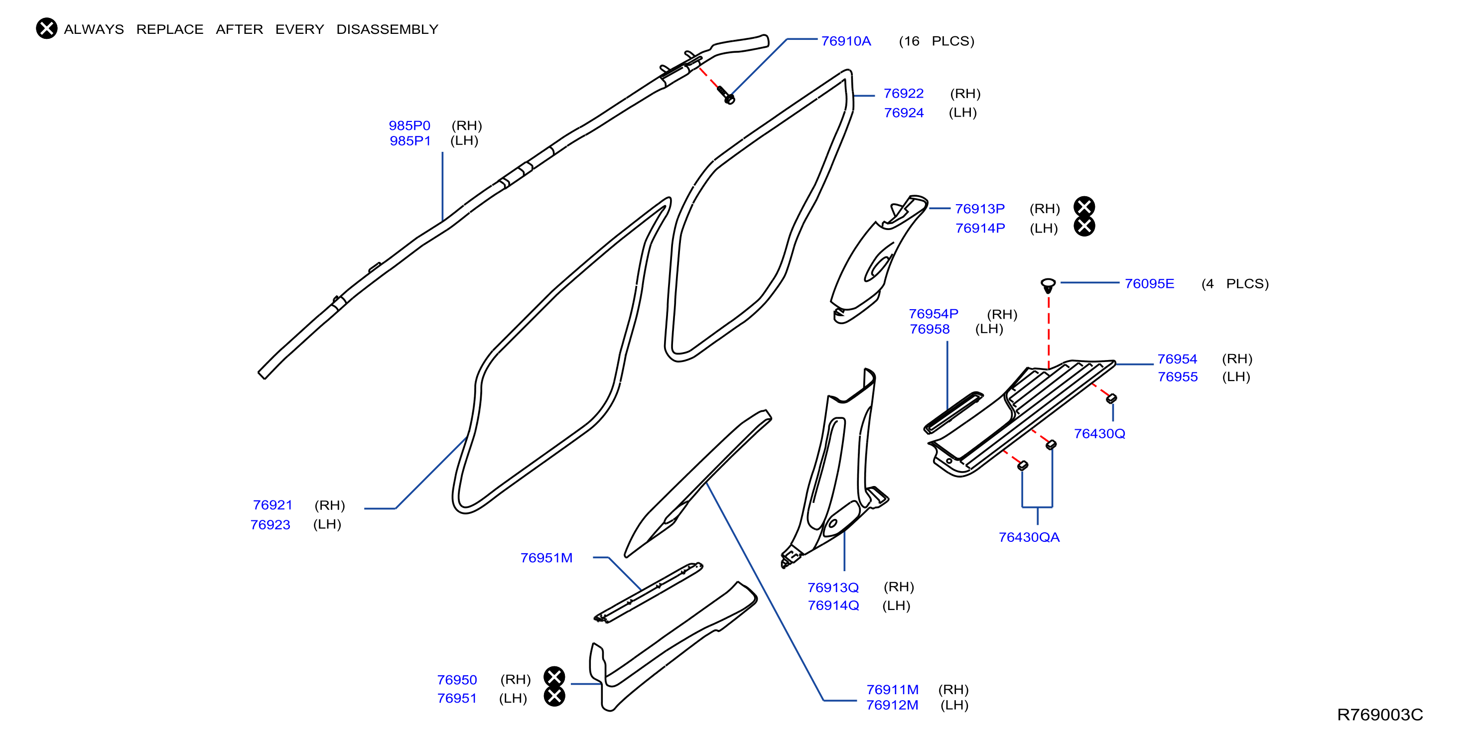 Diagram BODY SIDE TRIMMING for your 2017 INFINITI QX60  COMFORT 