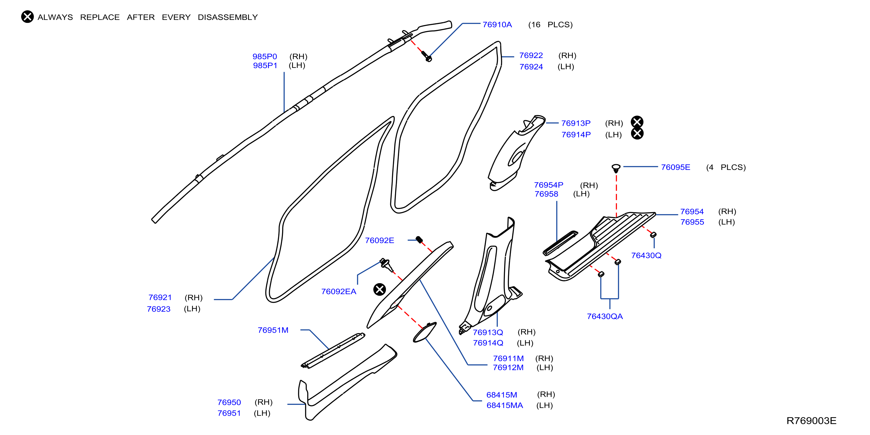 Diagram BODY SIDE TRIMMING for your Nissan Rogue  