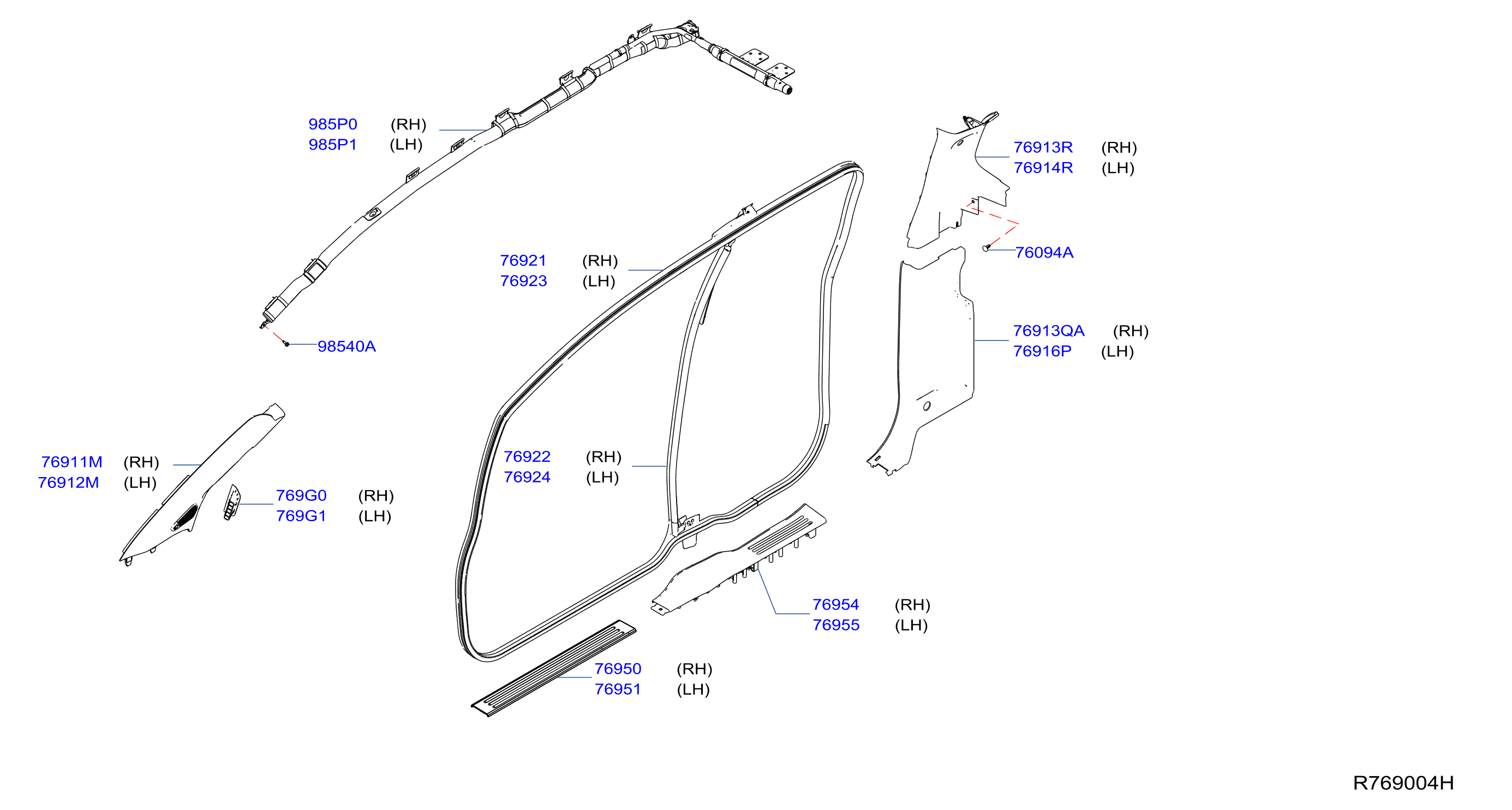 Diagram BODY SIDE TRIMMING for your Nissan