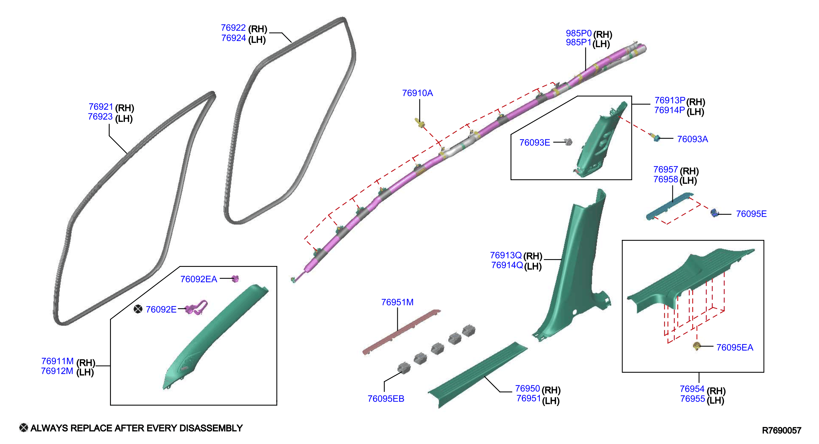 Diagram BODY SIDE TRIMMING for your Nissan