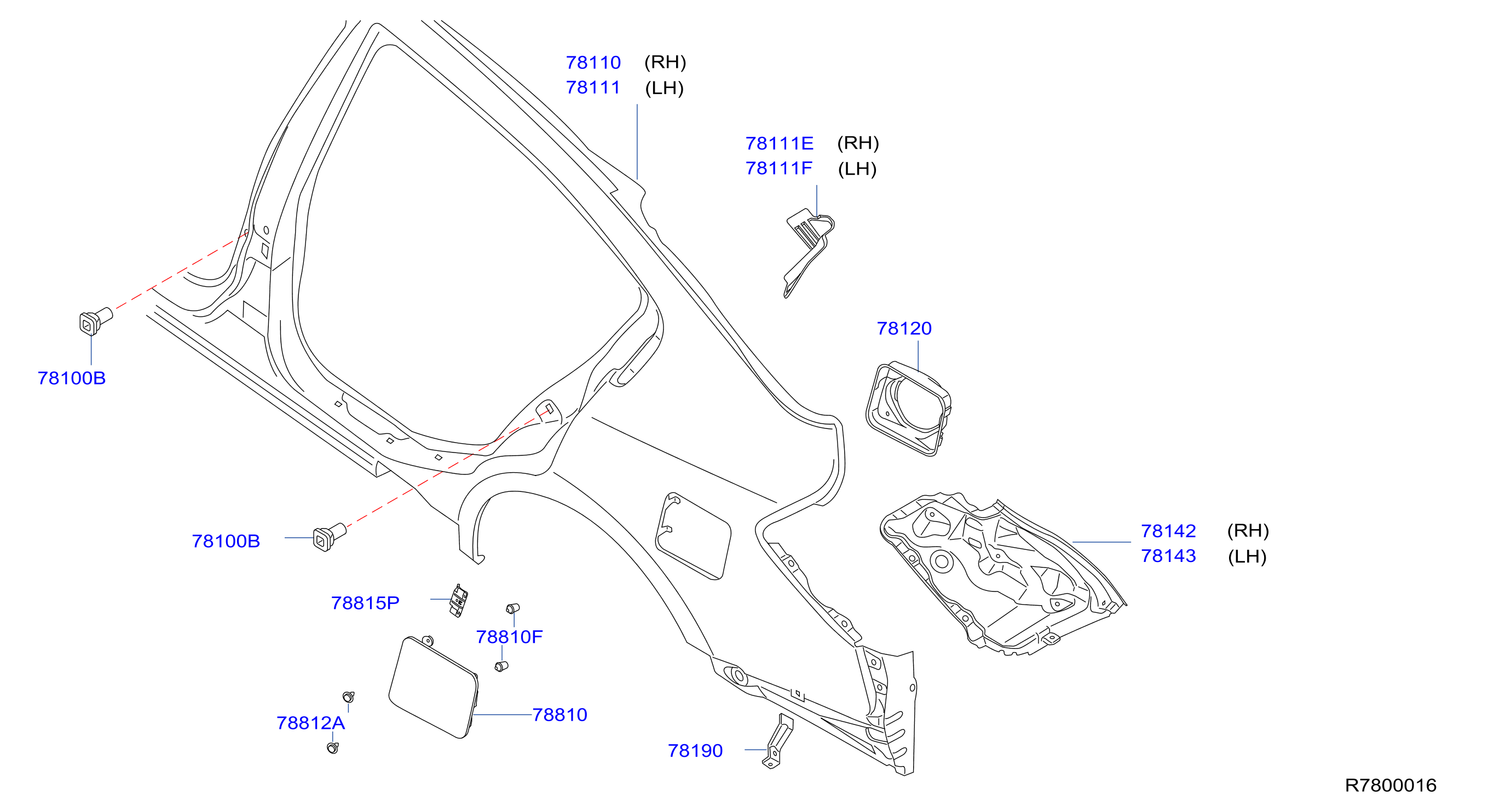 Diagram REAR FENDER & FITTING for your 2001 Nissan Altima   