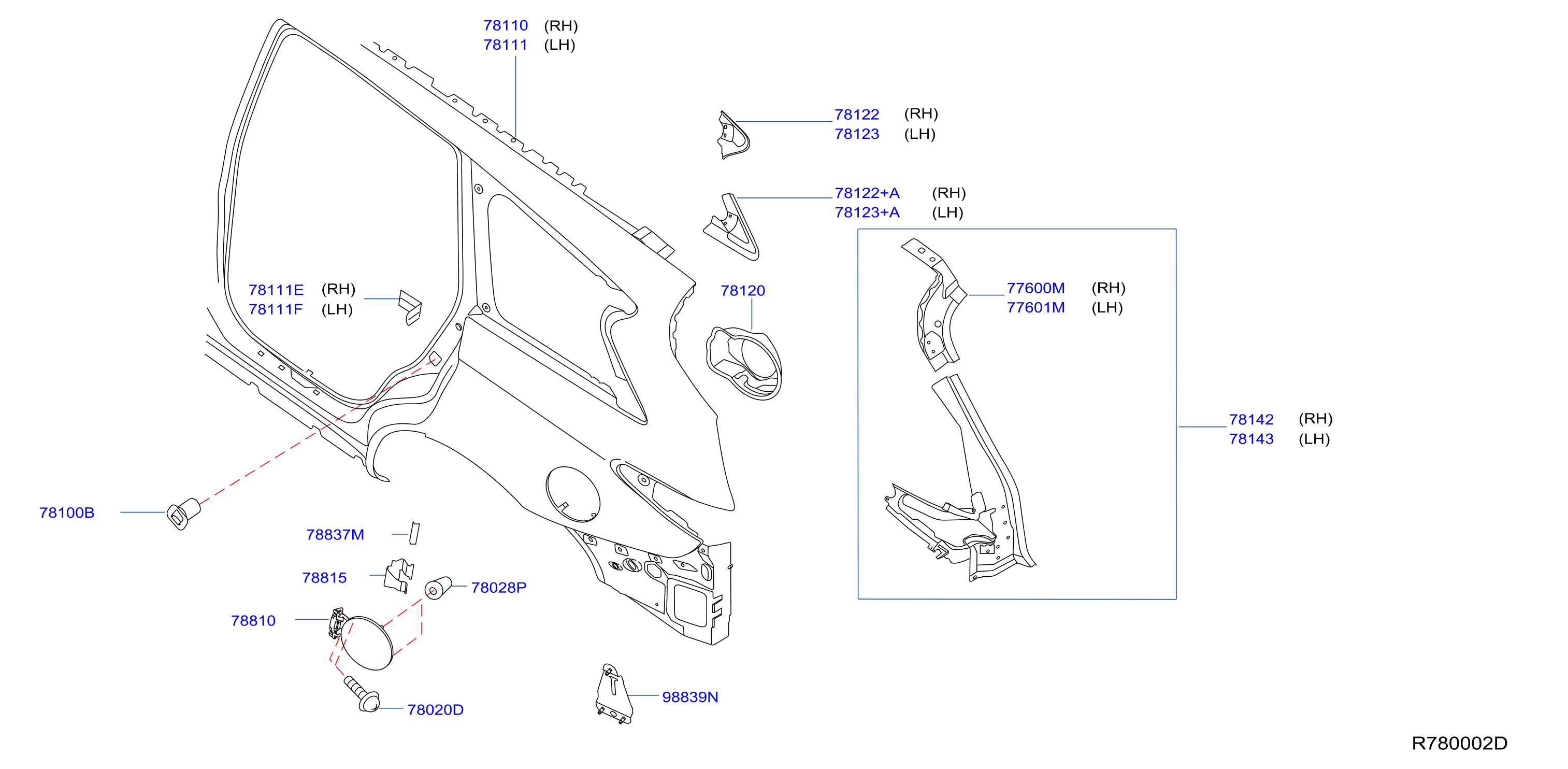 Diagram REAR FENDER & FITTING for your 2014 INFINITI Q70   