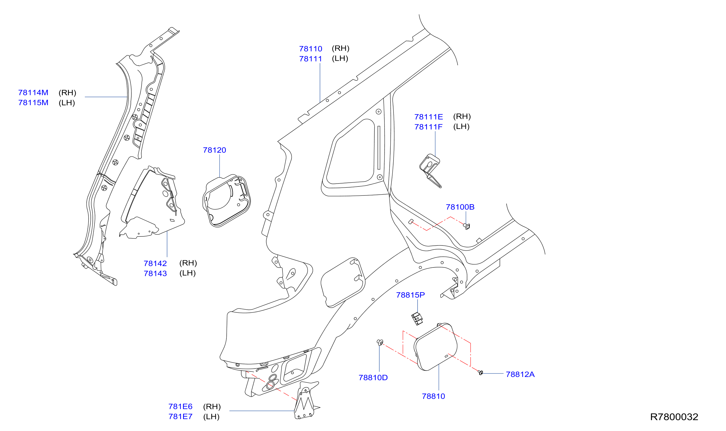 Diagram REAR FENDER & FITTING for your Nissan Rogue  