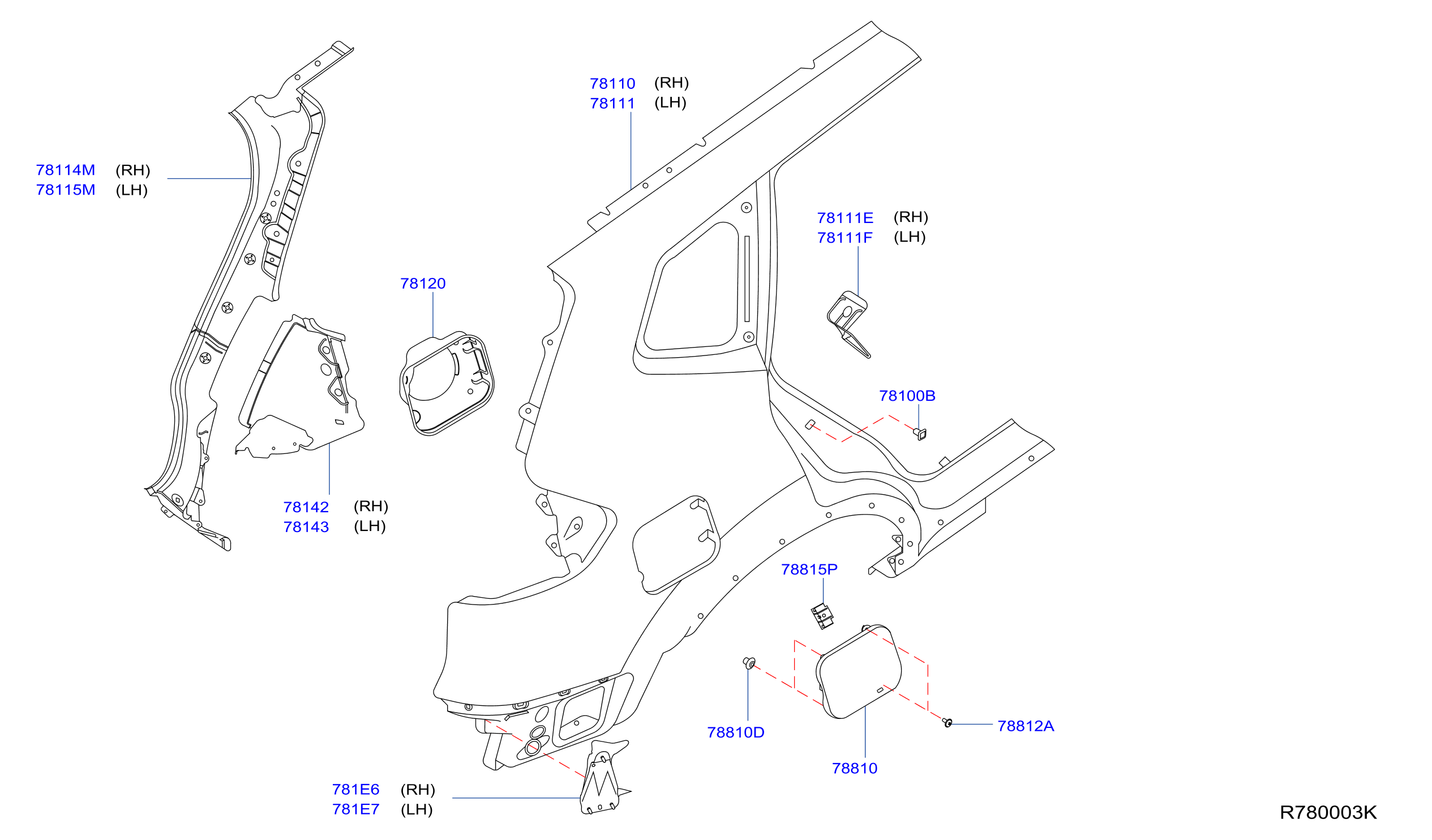 Diagram REAR FENDER & FITTING for your Nissan Pathfinder  