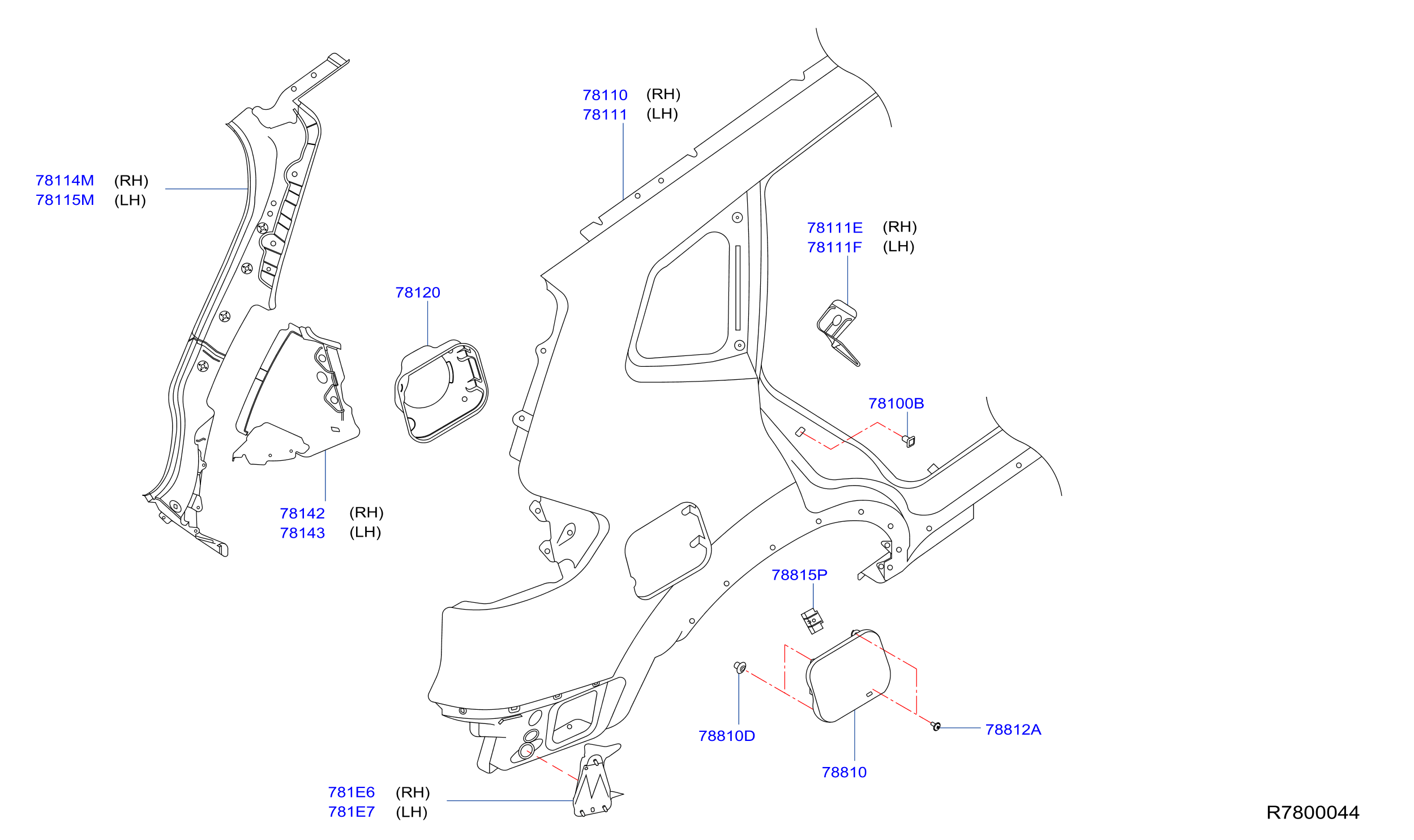 Diagram REAR FENDER & FITTING for your Nissan Pathfinder  