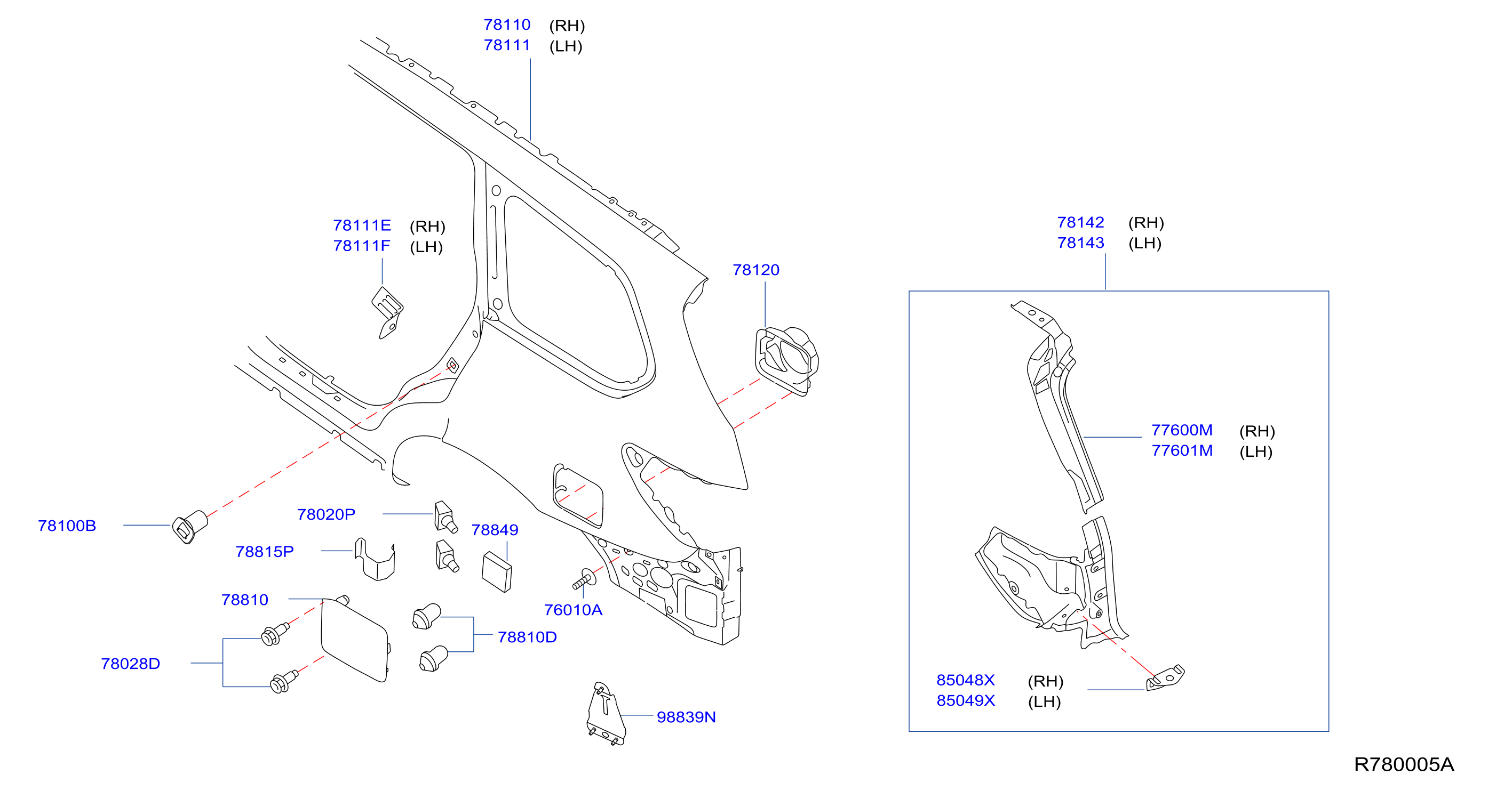 Diagram REAR FENDER & FITTING for your 2025 Nissan Rogue   