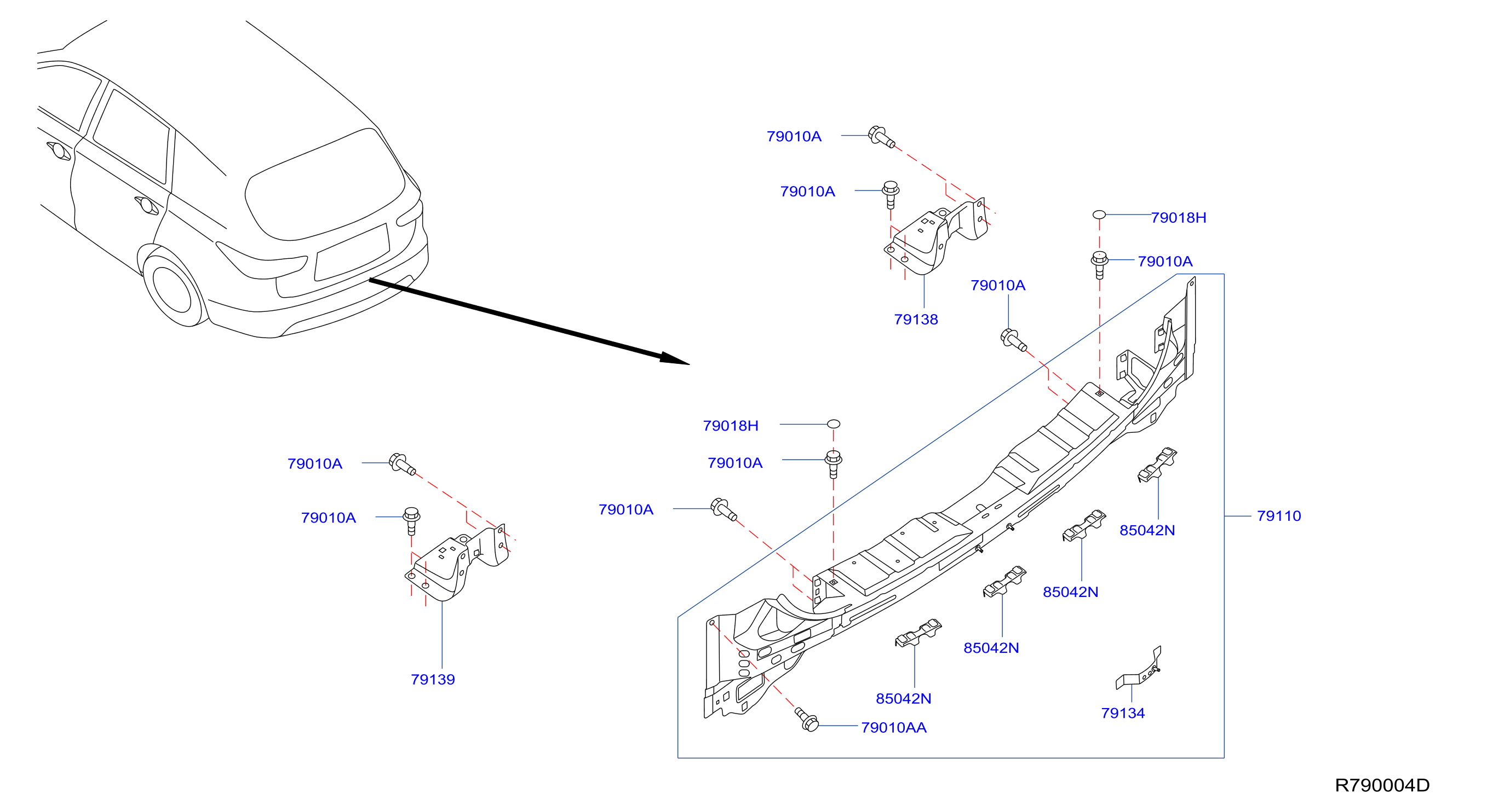 Diagram REAR,BACK PANEL & FITTING for your 1988 Nissan Pathfinder   