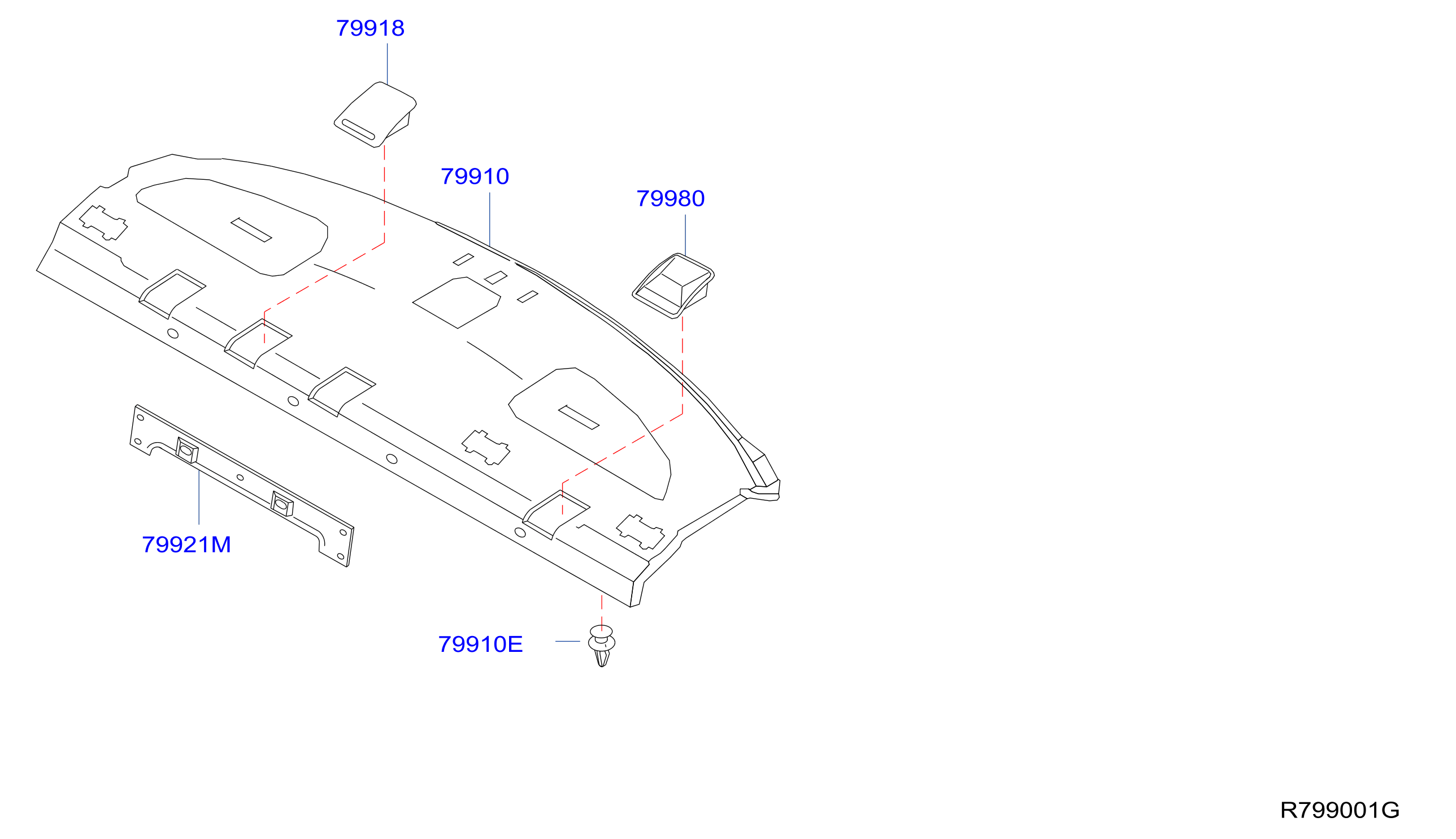 79922JA00A Package Tray Trim Genuine Nissan Part