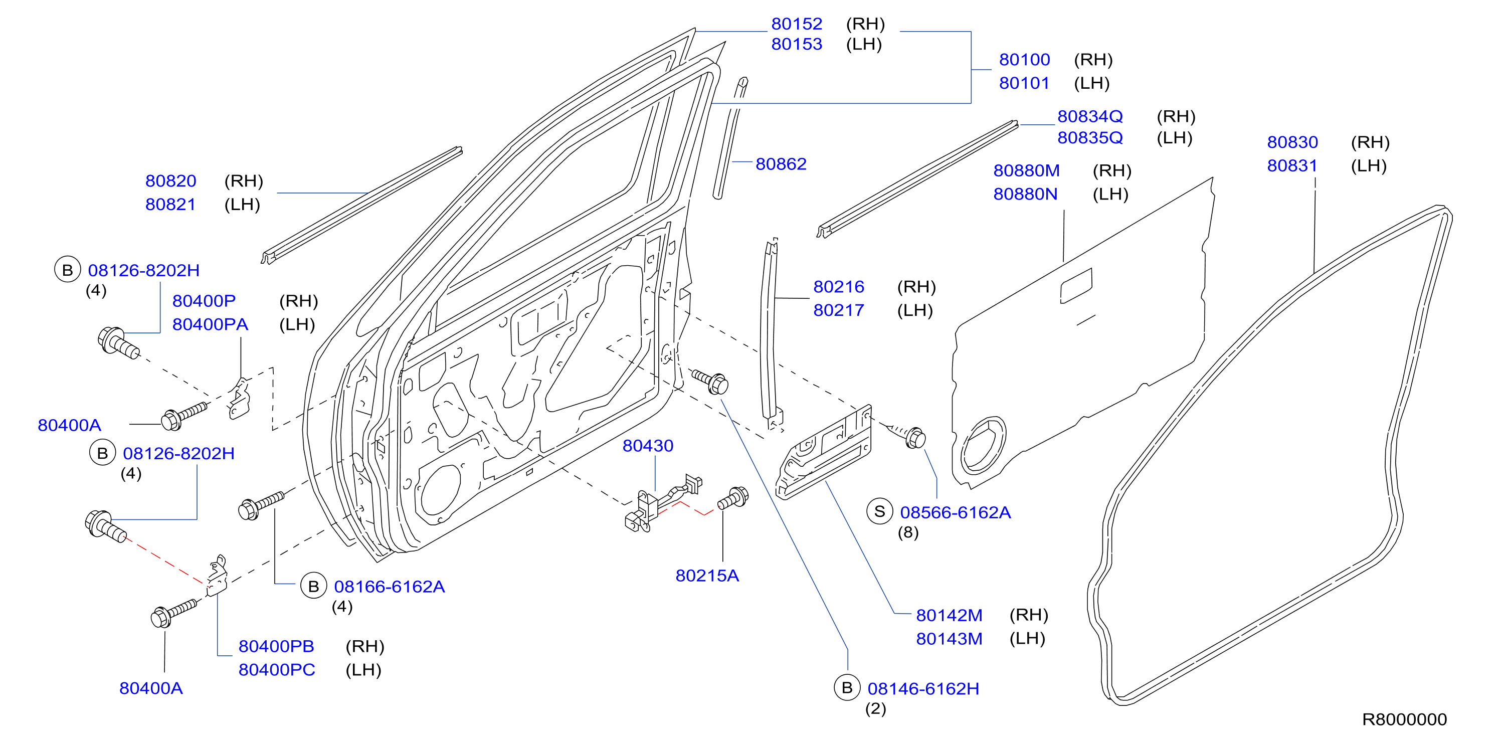 Diagram FRONT DOOR PANEL & FITTING for your Nissan Xterra  