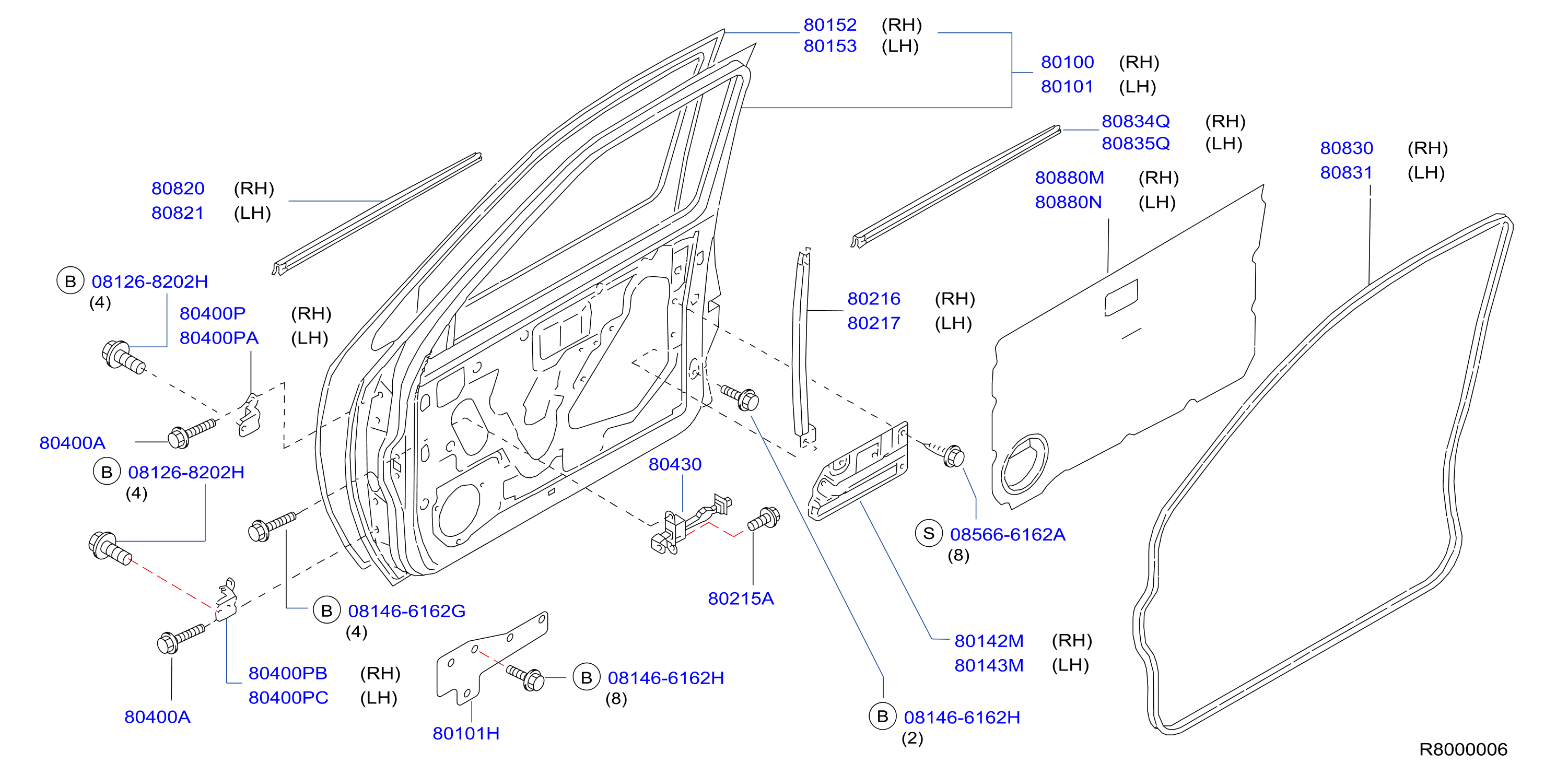 Diagram PANEL PUERTA DELANDERA Y PARTES FIJACIÓN for your 2017 Nissan GT-R   