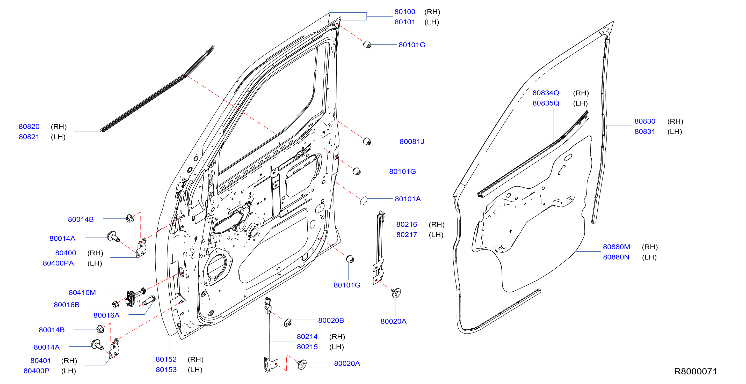 Diagram PANEL PUERTA DELANDERA Y PARTES FIJACIÓN for your 2019 Nissan Kicks   