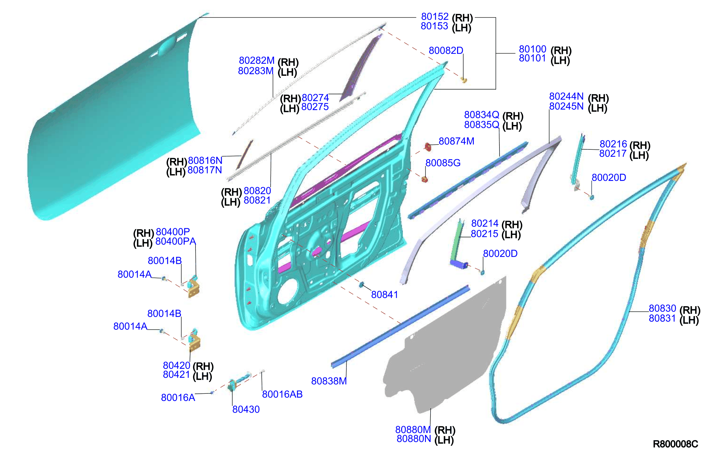 Diagram FRONT DOOR PANEL & FITTING for your Nissan 350Z  