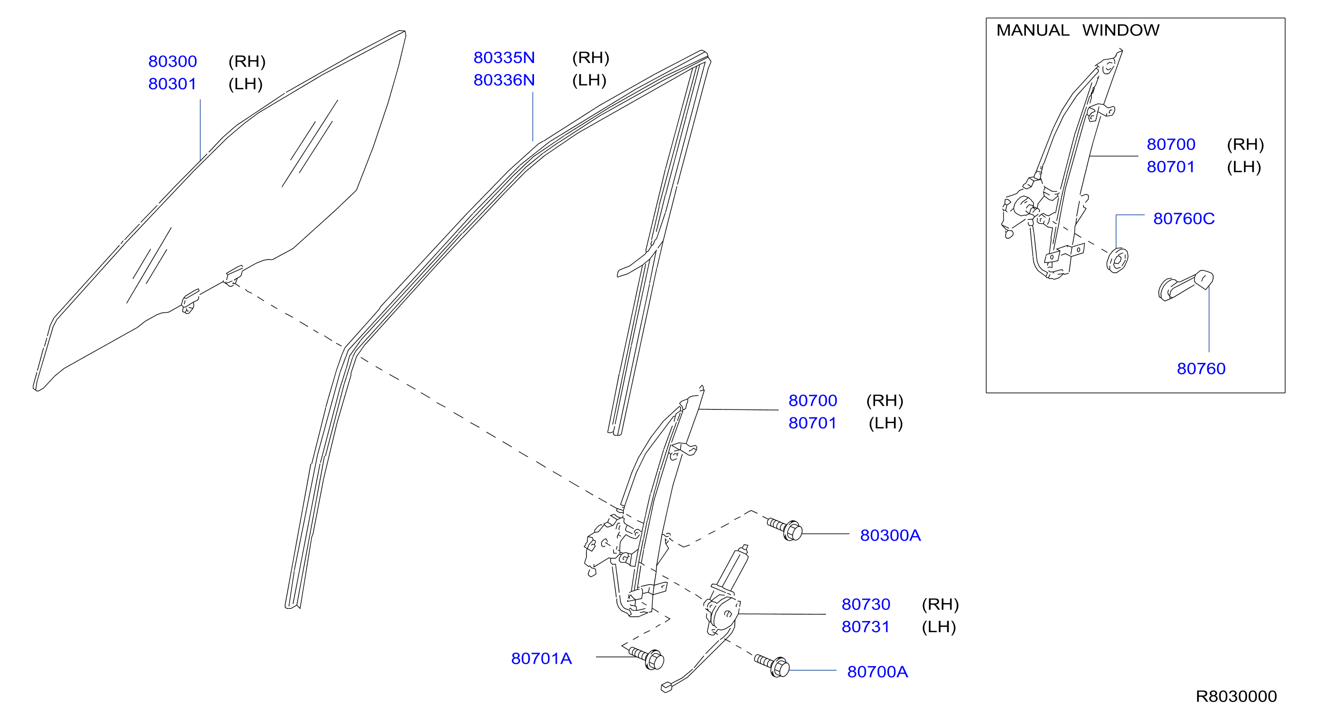 Diagram FRONT DOOR WINDOW & REGULATOR for your 2020 Nissan Titan   