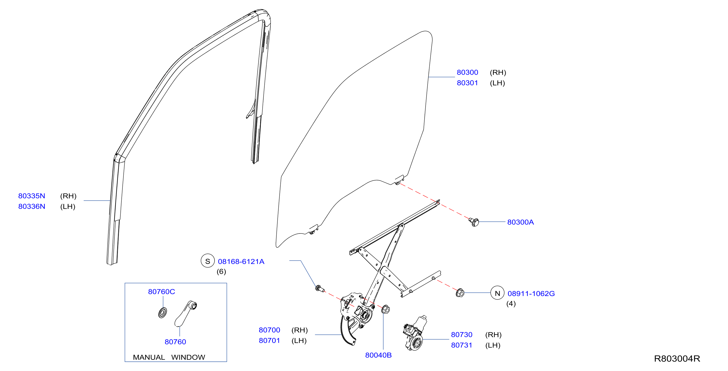 Diagram FRONT DOOR WINDOW & REGULATOR for your Nissan NV3500  