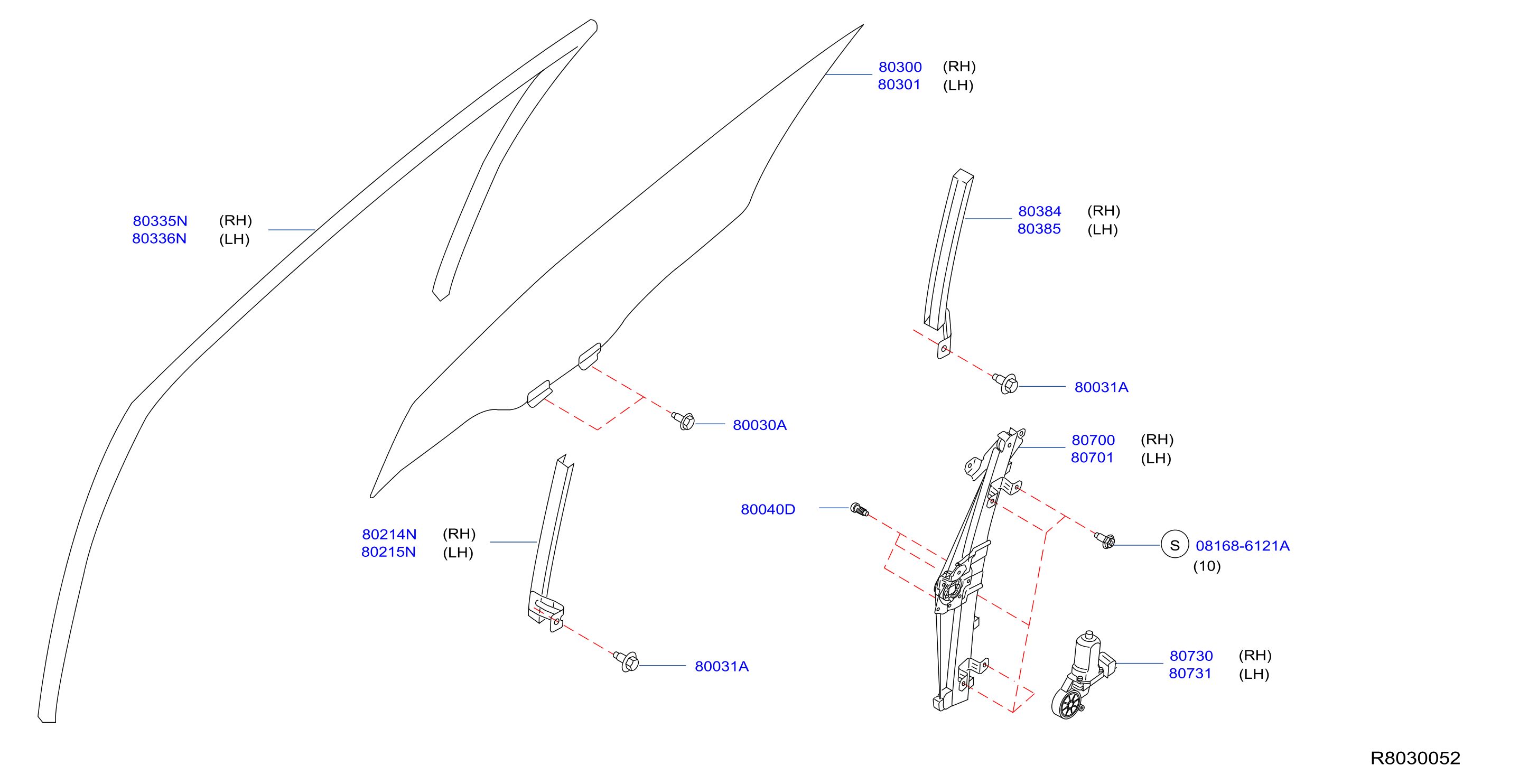 Diagram FRONT DOOR WINDOW & REGULATOR for your 2020 Nissan Armada   