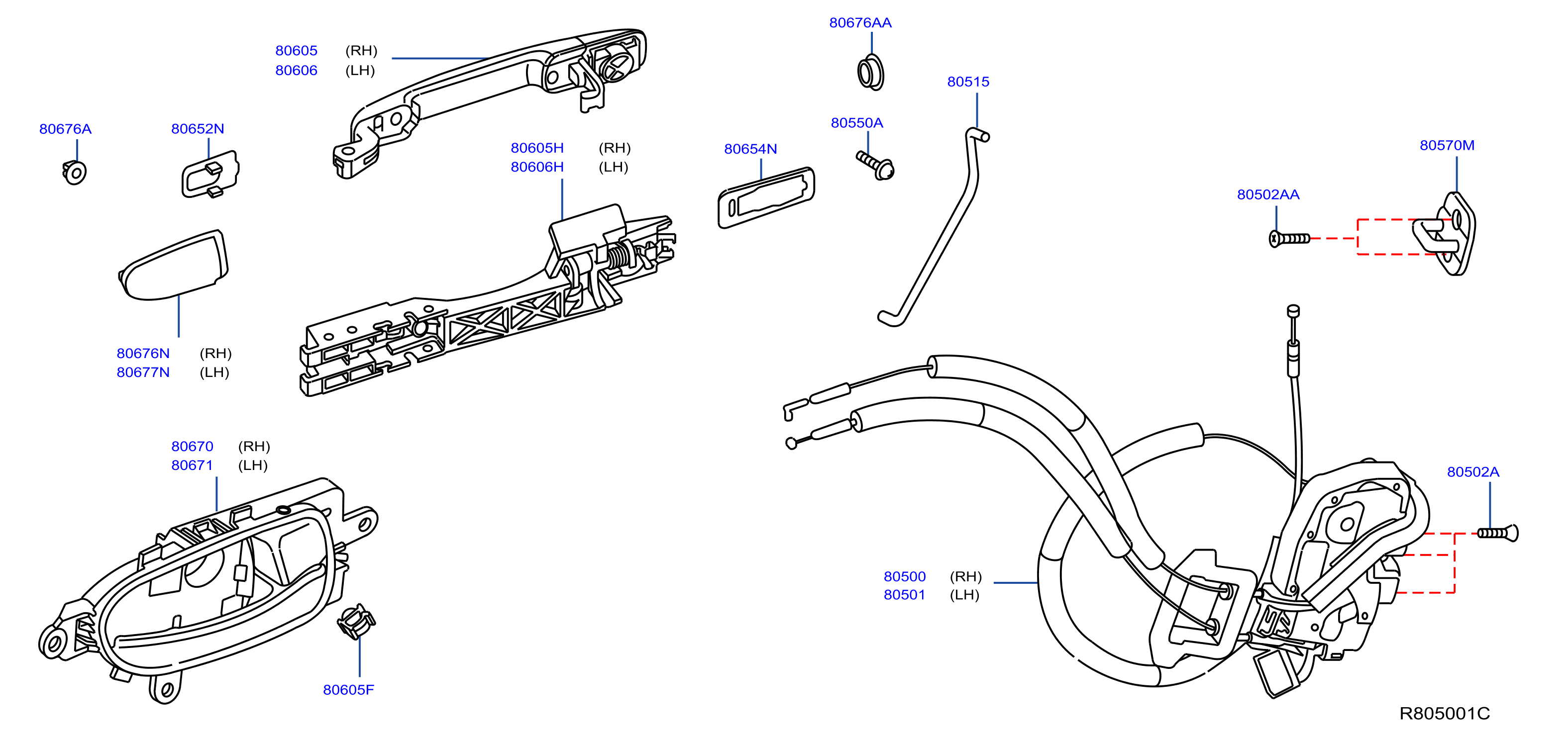 Diagram FRONT DOOR LOCK & HANDLE for your 1989 Nissan Sentra   