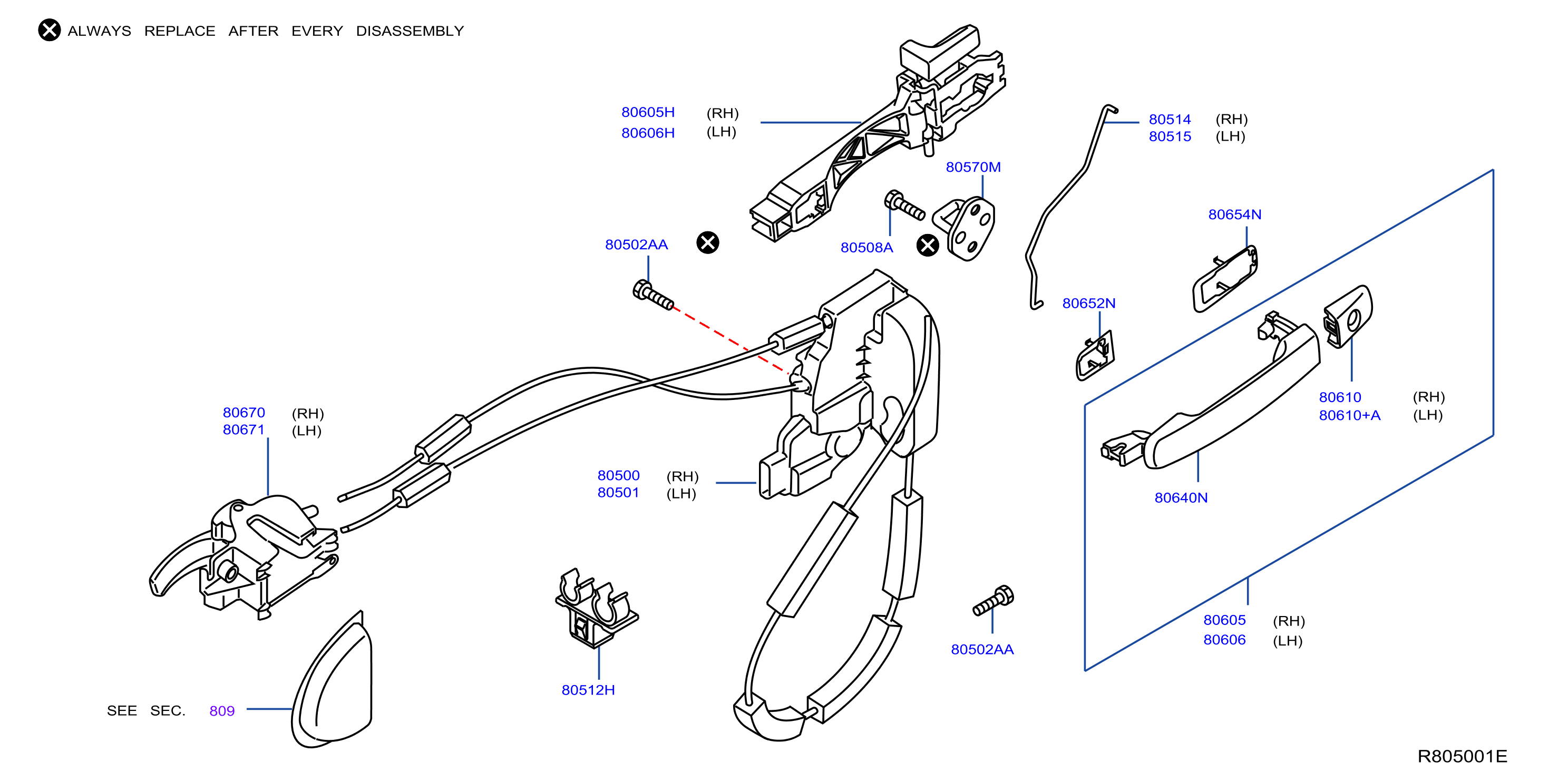 Diagram CERRADURA PUERTA DELANTERA Y MANILLA for your 2016 Nissan Z   