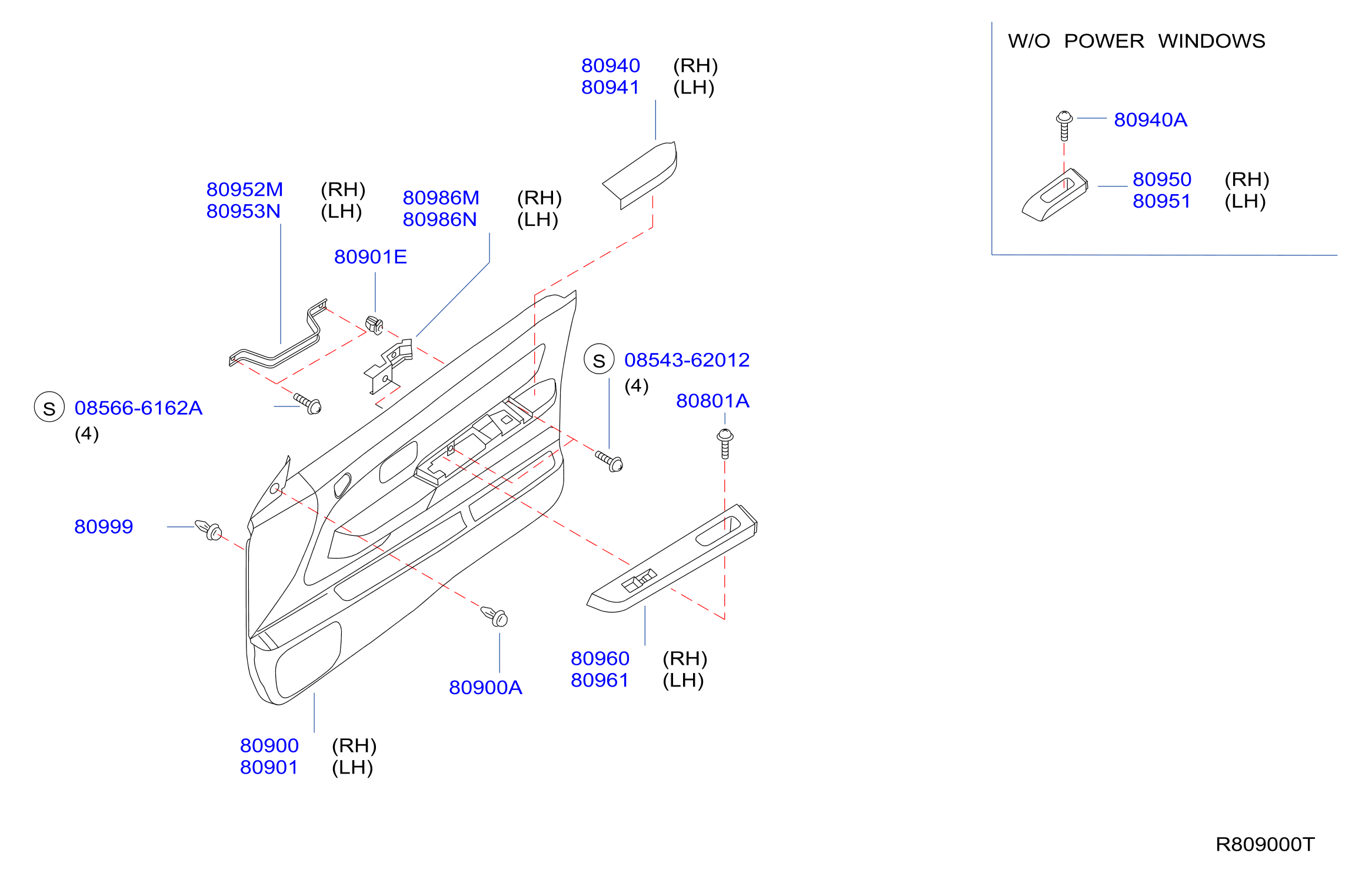 Diagram FRONT DOOR TRIMMING for your 2004 Nissan Frontier King Cab XE 3.3L V6 MT 2WD 
