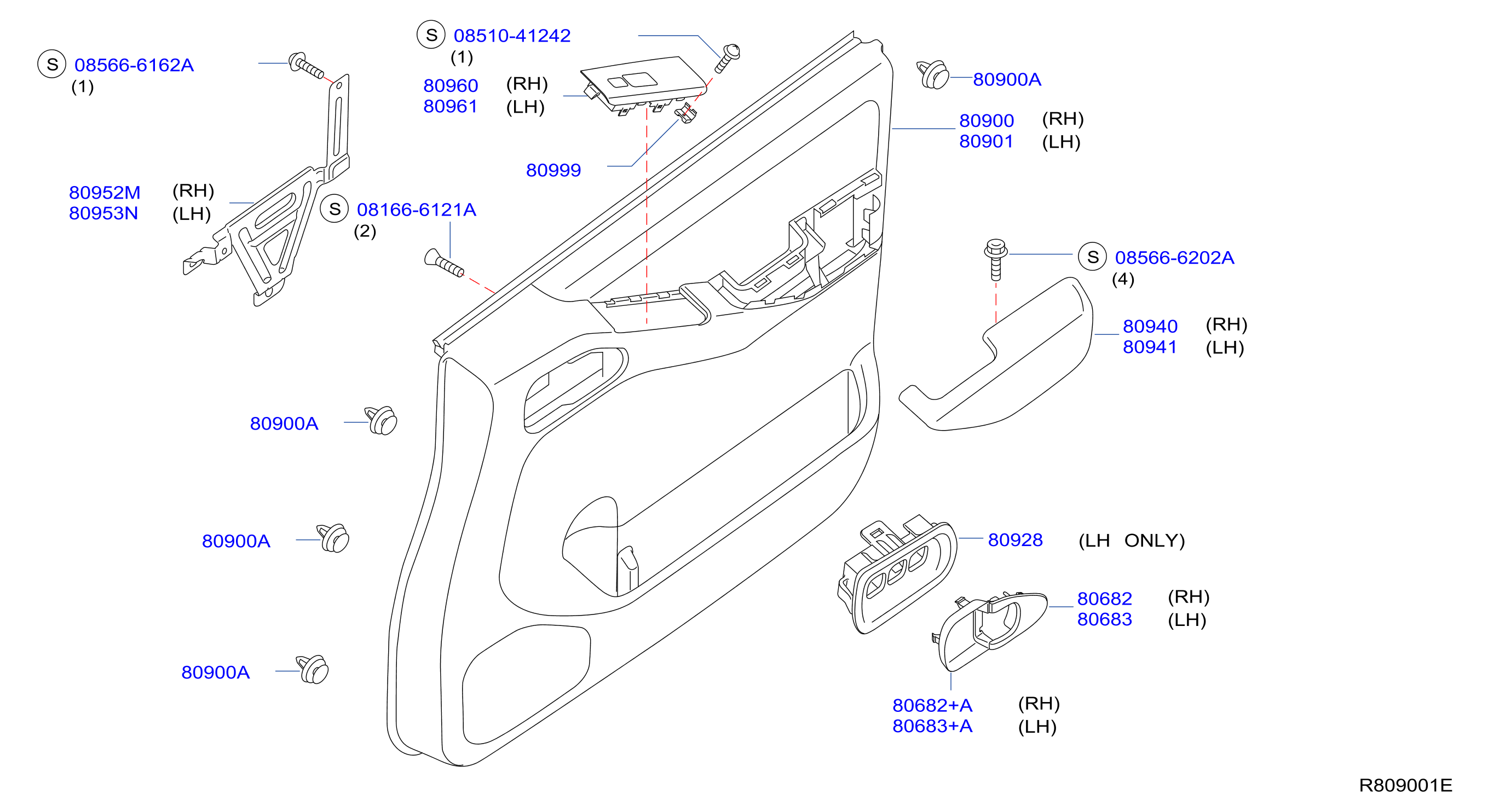 Diagram FRONT DOOR TRIMMING for your 2008 Nissan Xterra   