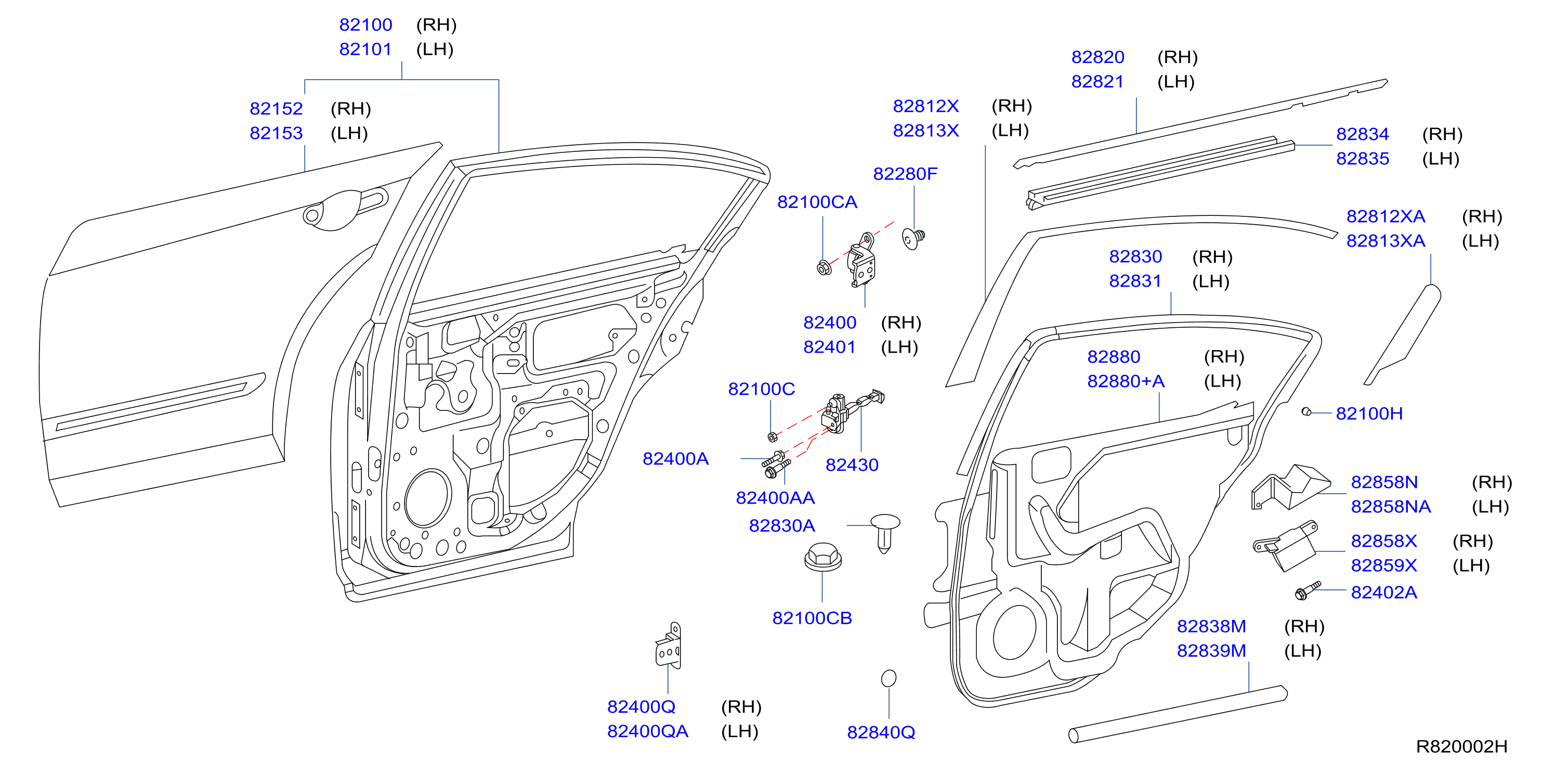 82831-ZX60A - Door Seal (Left, Right, Rear) - Genuine Nissan Part