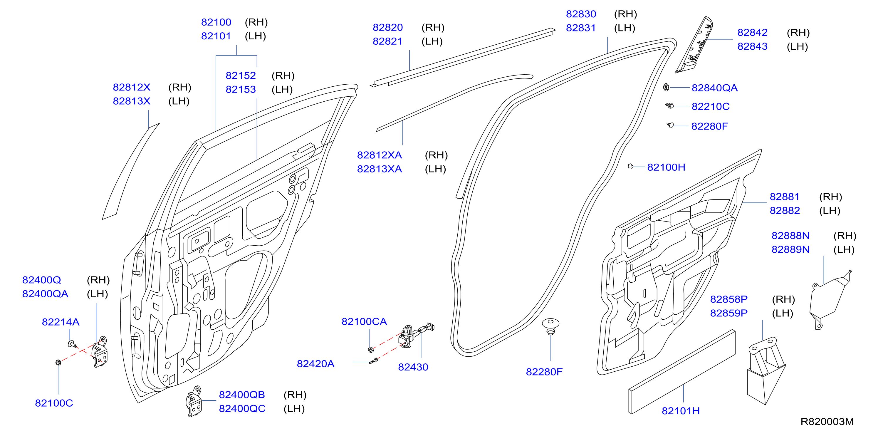 2007 Nissan Armada Door Reveal Molding Left Rear 82813 ET000