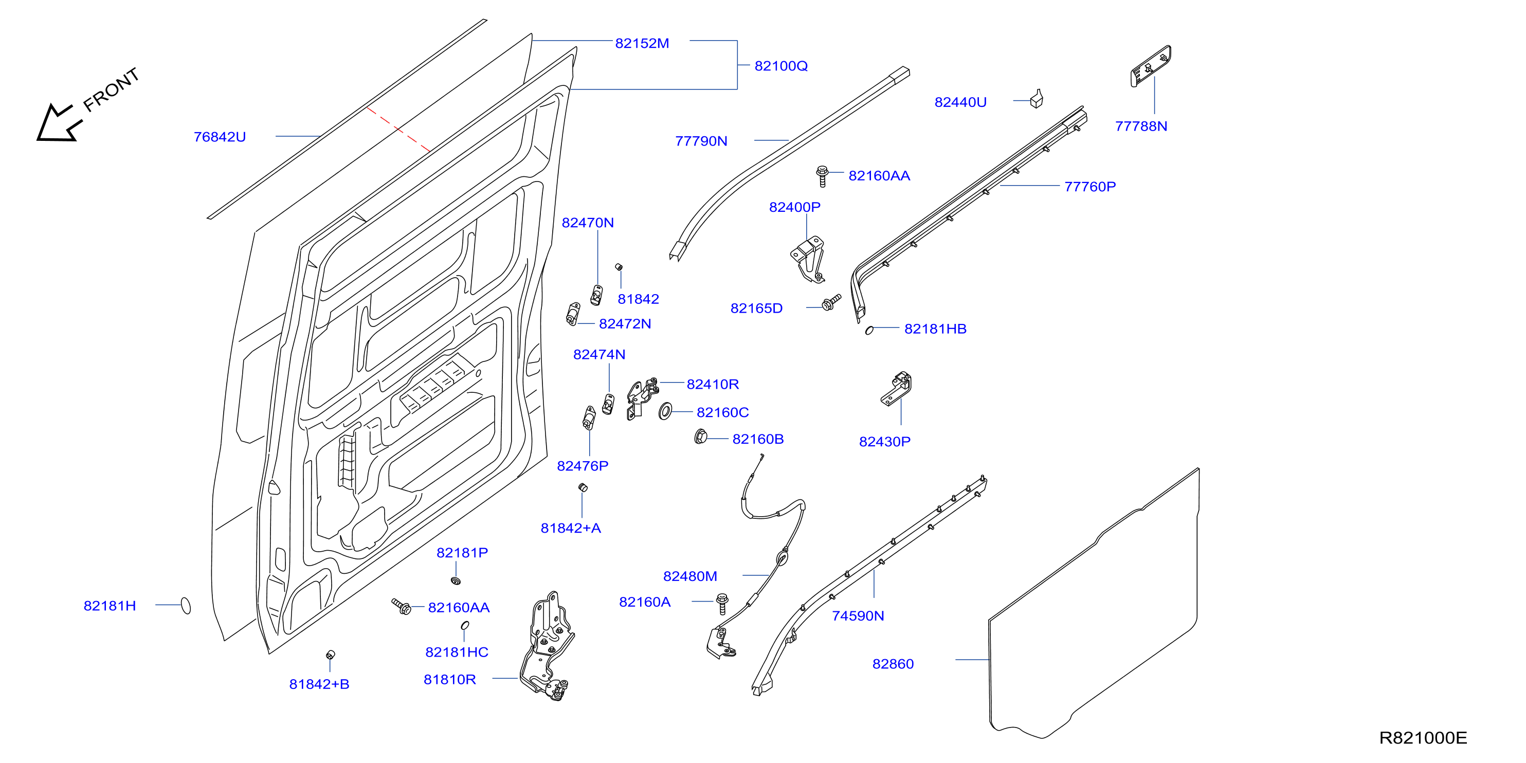 Diagram SLIDE DOOR PANEL & FITTING for your Nissan NV1500  