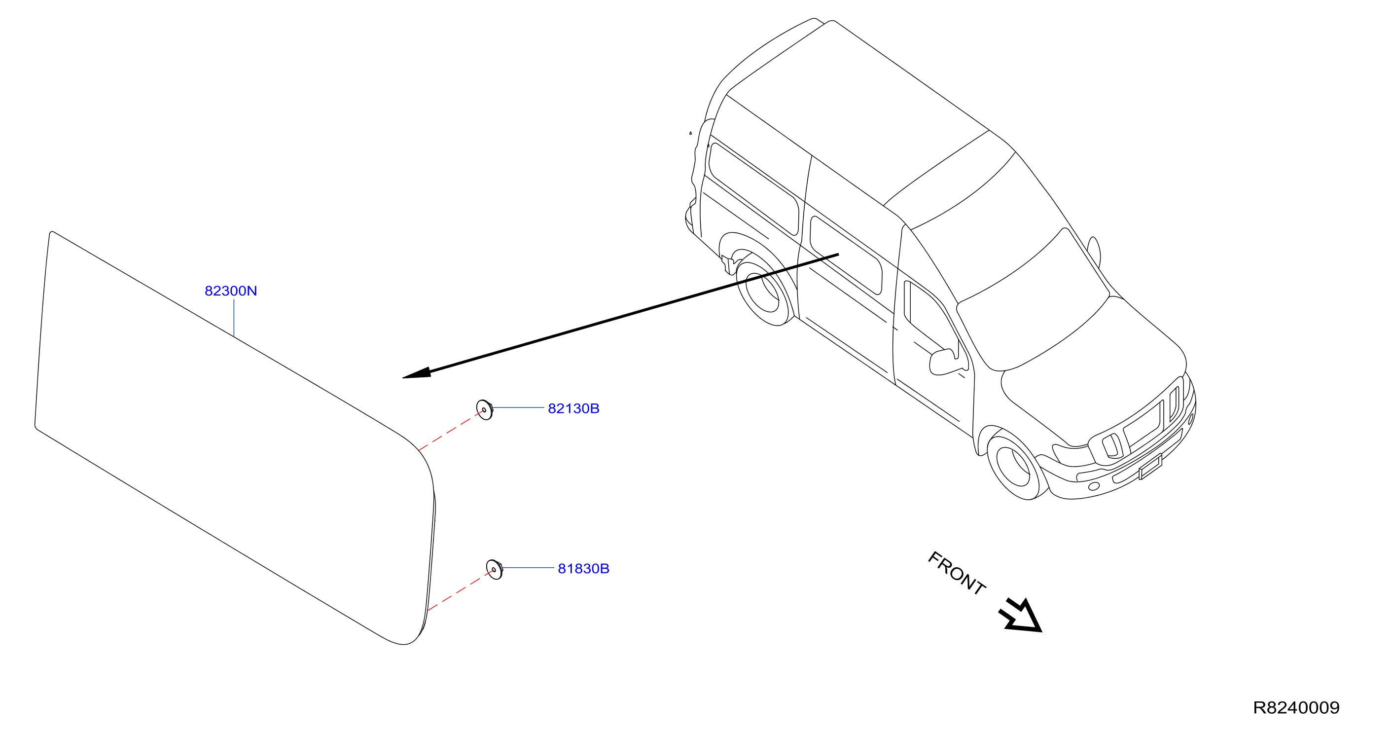 Diagram SLIDE DOOR WINDOW for your Nissan NV3500  