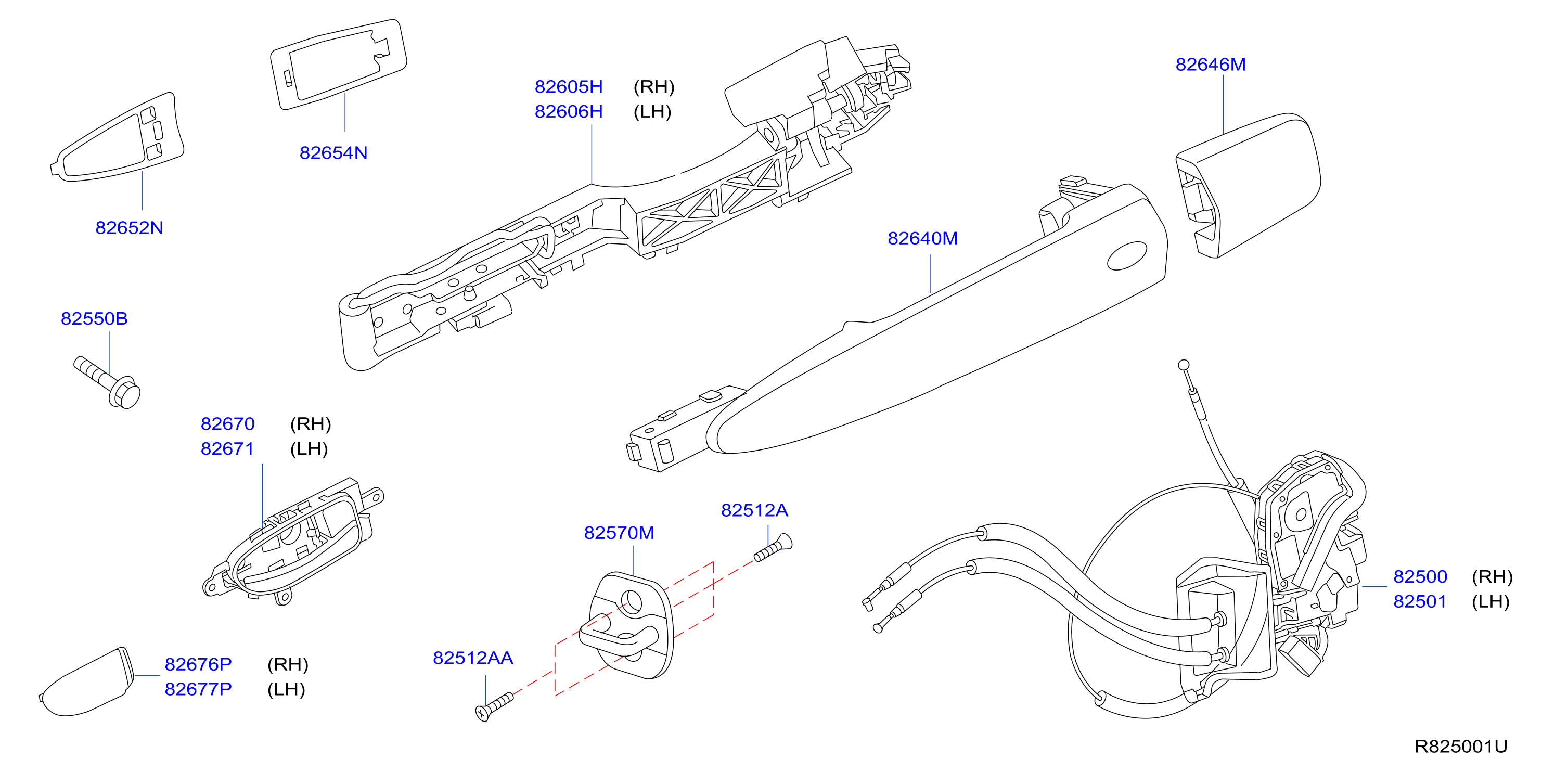 Diagram REAR DOOR LOCK & HANDLE for your 1996 Nissan