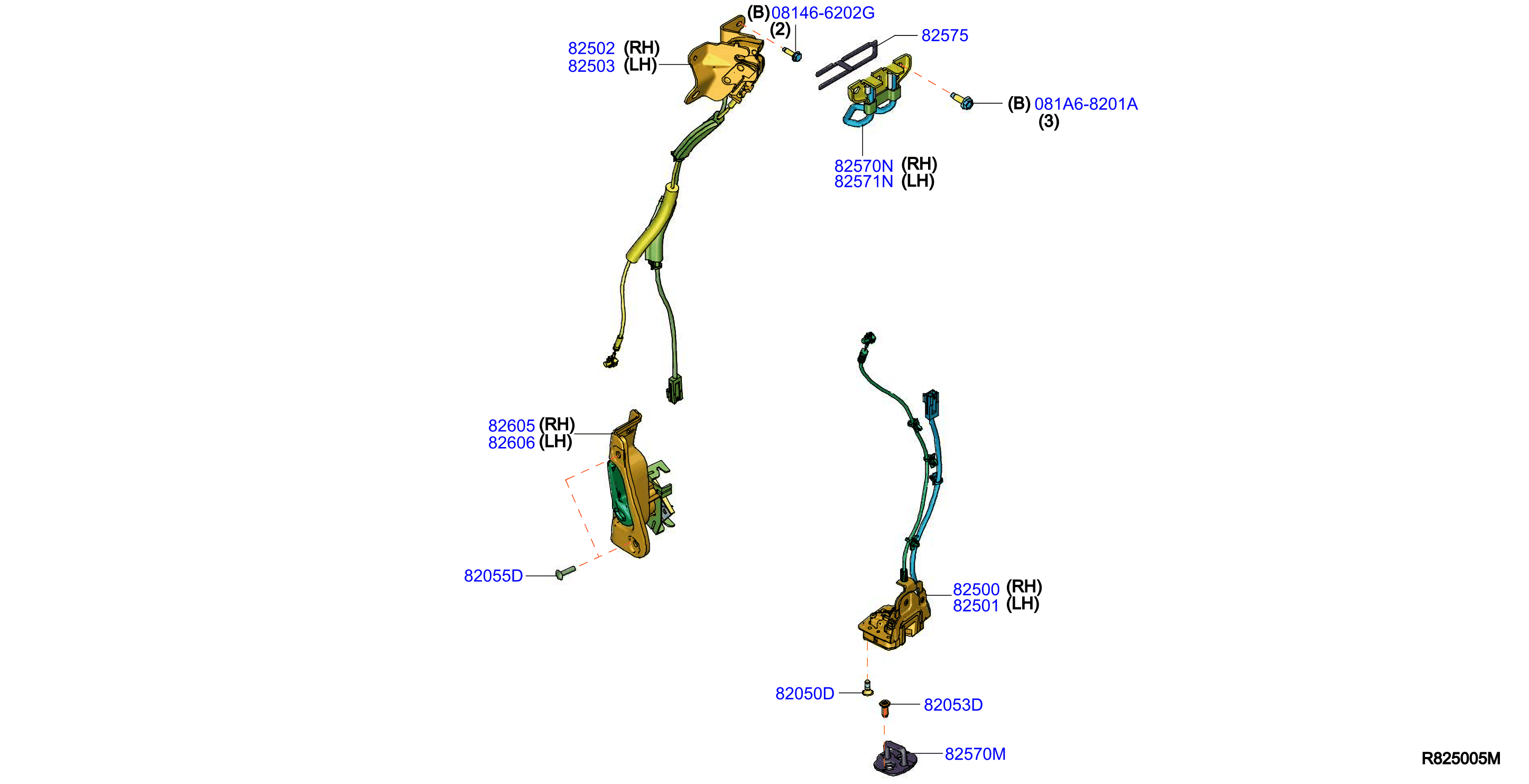 Diagram REAR DOOR LOCK & HANDLE for your 1988 Nissan 300ZX   