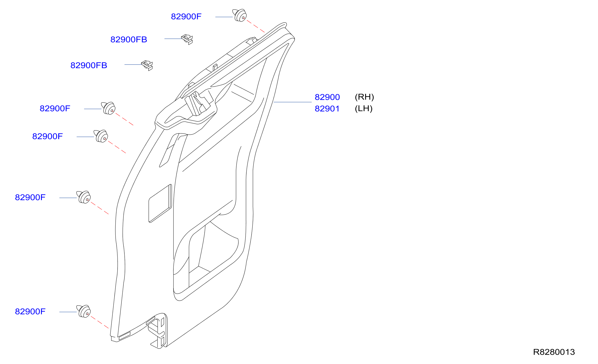 Diagram REAR DOOR TRIMMING for your 2017 Nissan Frontier King Cab SV 4.0L V6 AT 2WD 