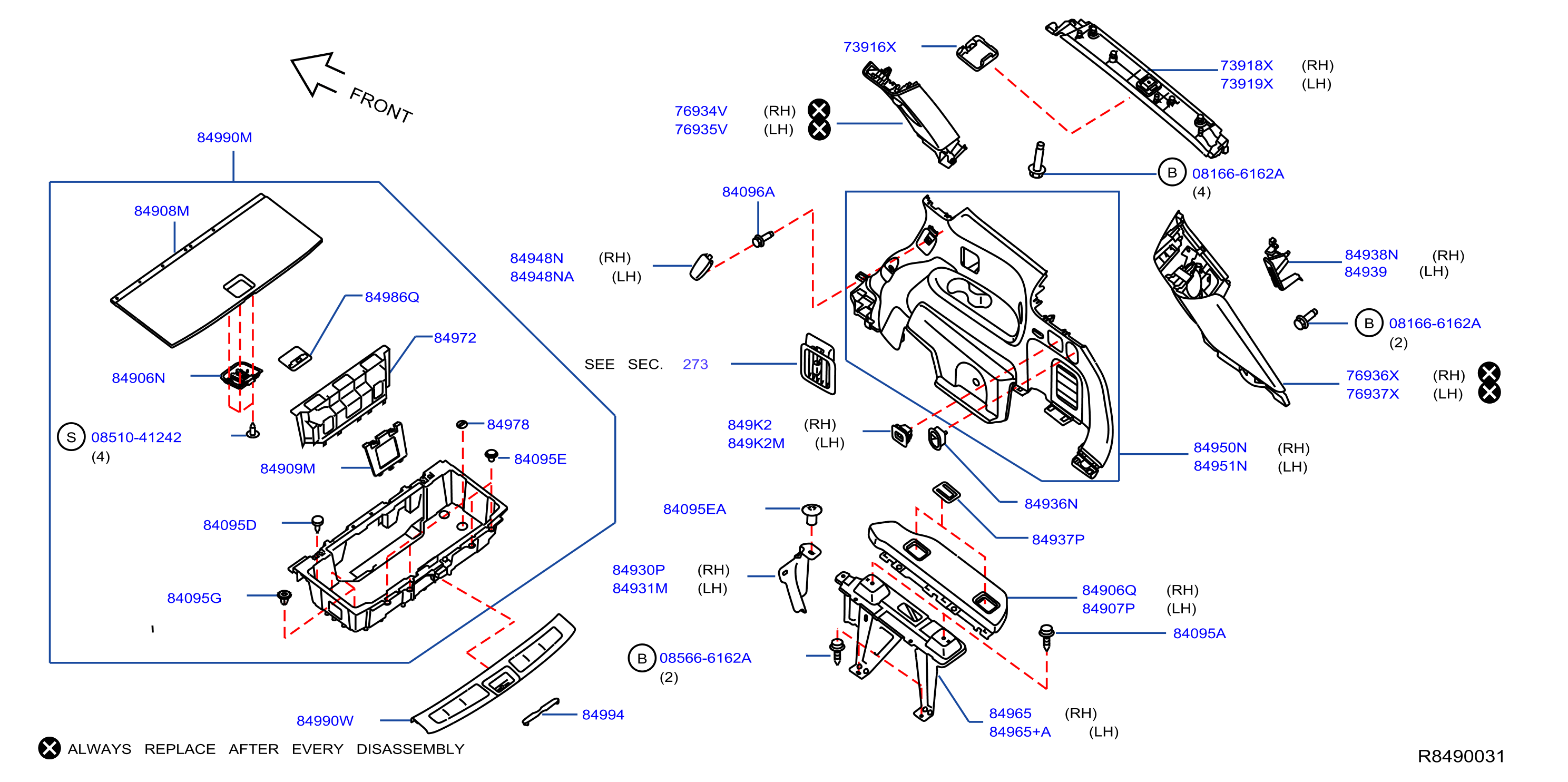 Diagram TRUNK & LUGGAGE ROOM TRIMMING for your 2020 INFINITI JX35 3.5L V6 CVT FWD COMFORT 