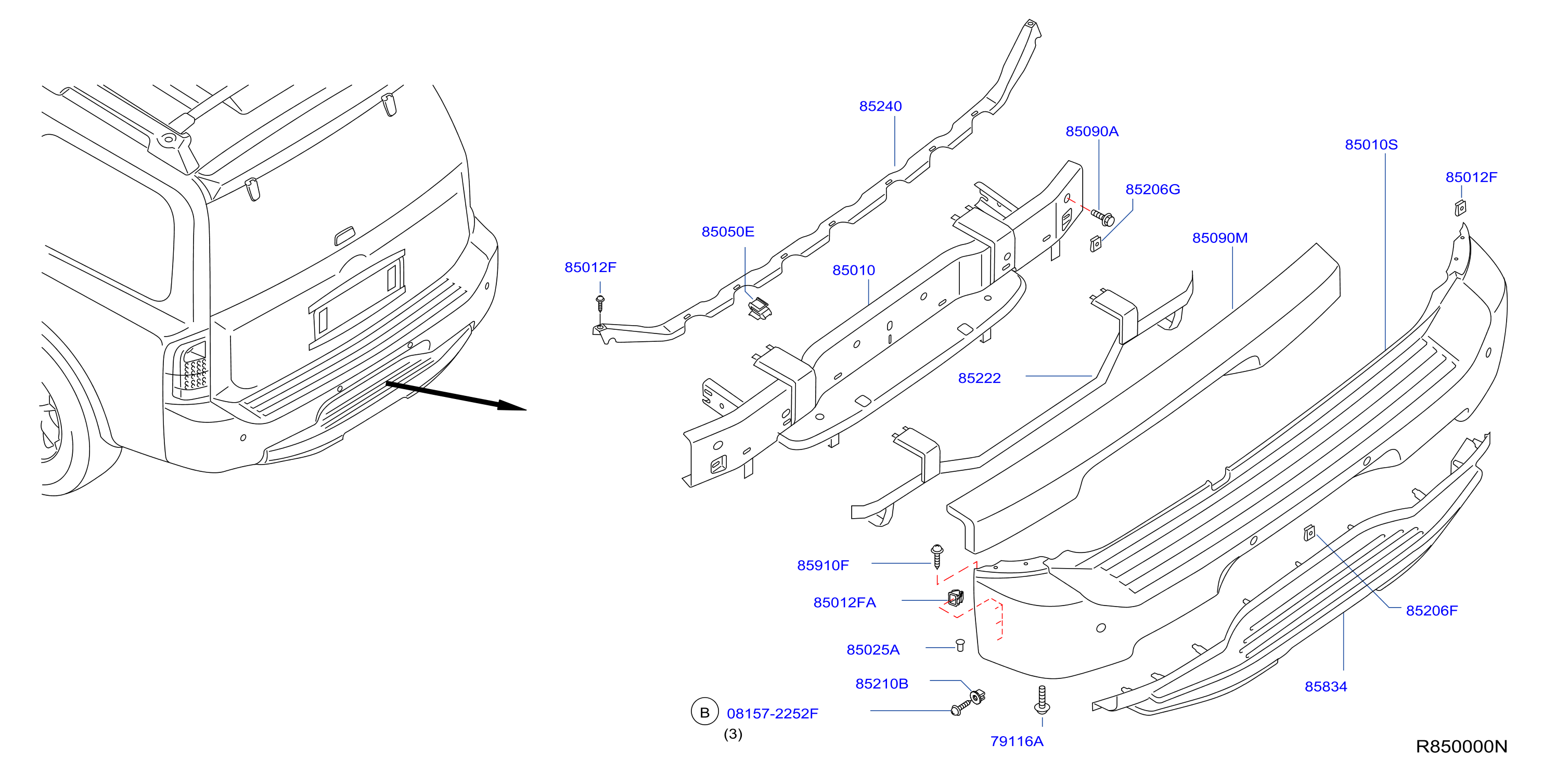 Diagram PARACHOQUES TRASERO for your 2016 INFINITI Q50   