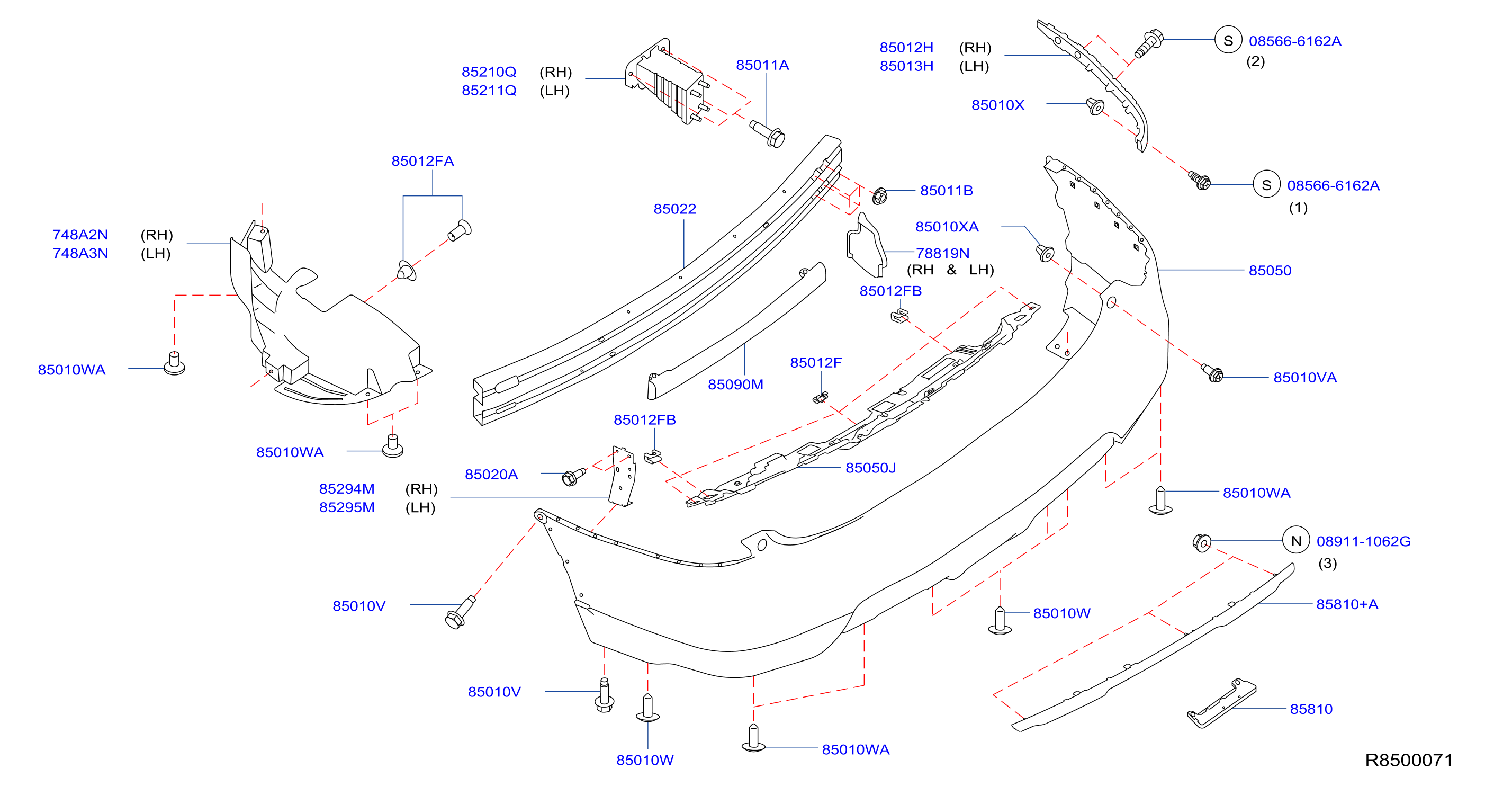 Diagram PARACHOQUES TRASERO for your 2020 Nissan Rogue S 2ROW 2.5L CVT 2WD 