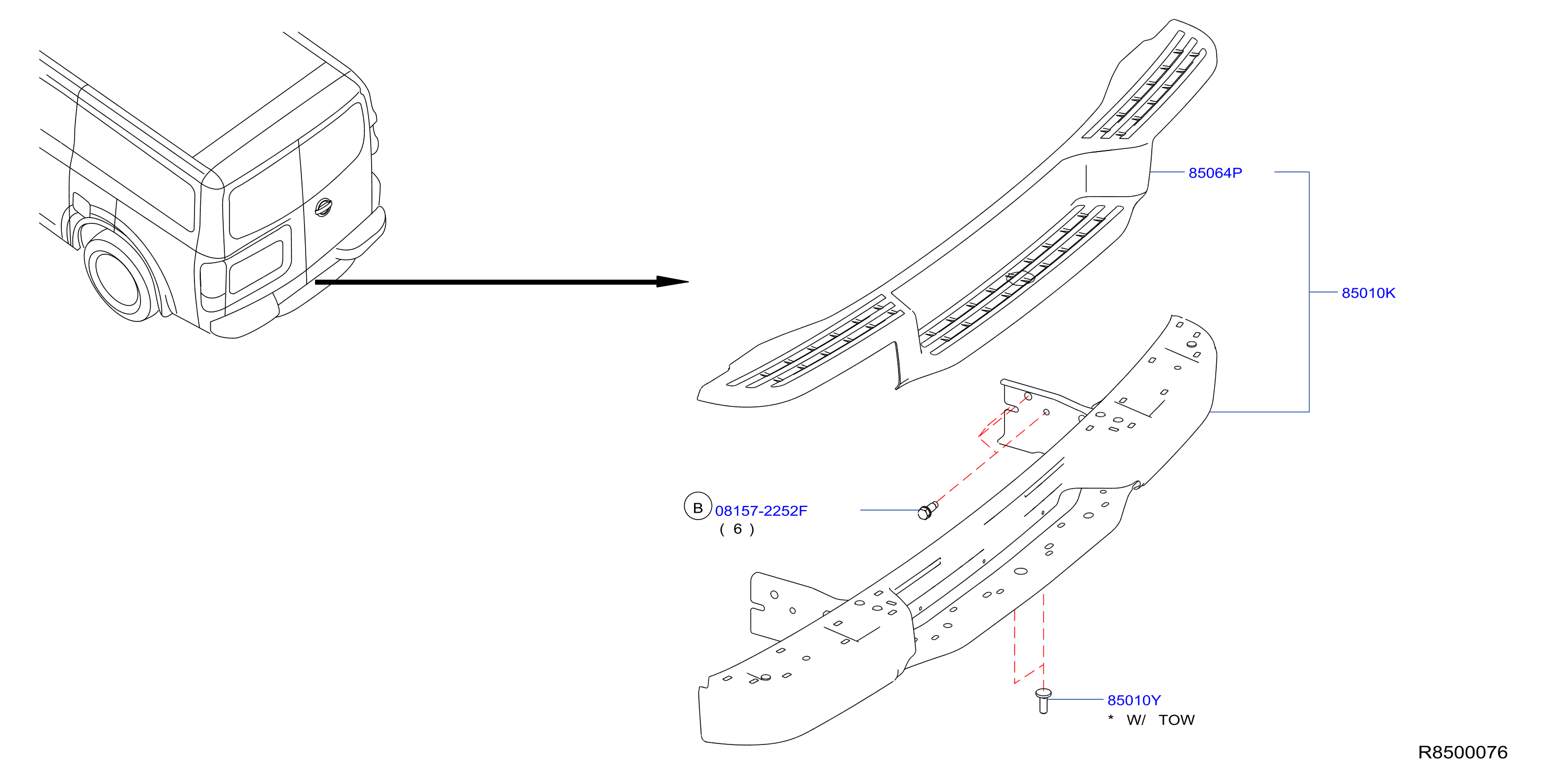 Diagram REAR BUMPER for your 2005 Nissan Xterra   