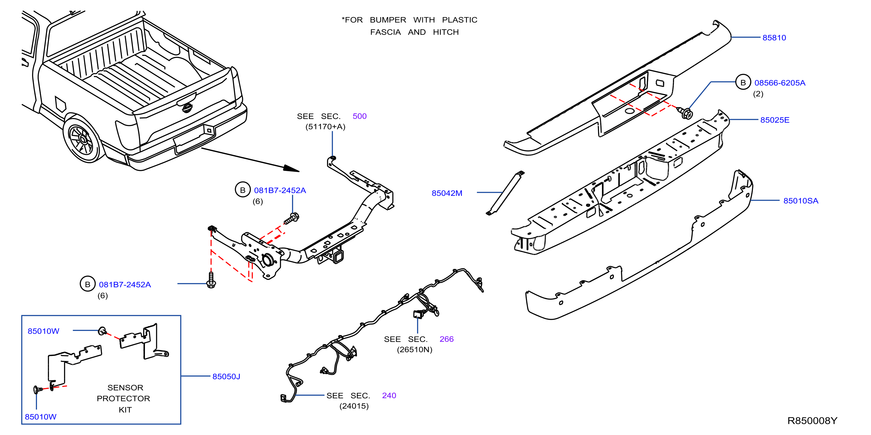 2018 Nissan Armada Bracket Bumper. Kit RR Bumper MLD. Rear