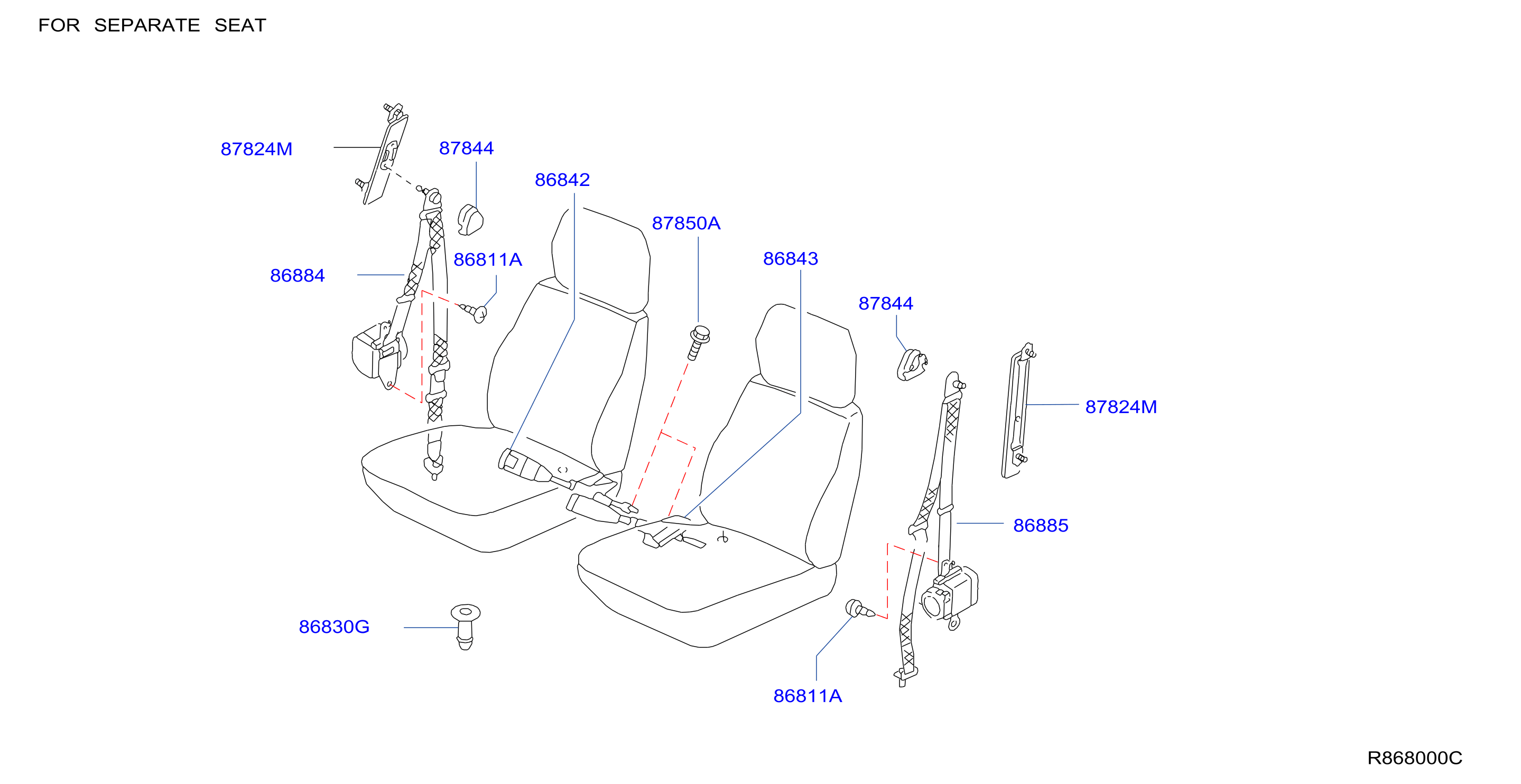 Diagram FRONT SEAT BELT for your 2020 Nissan Pathfinder   