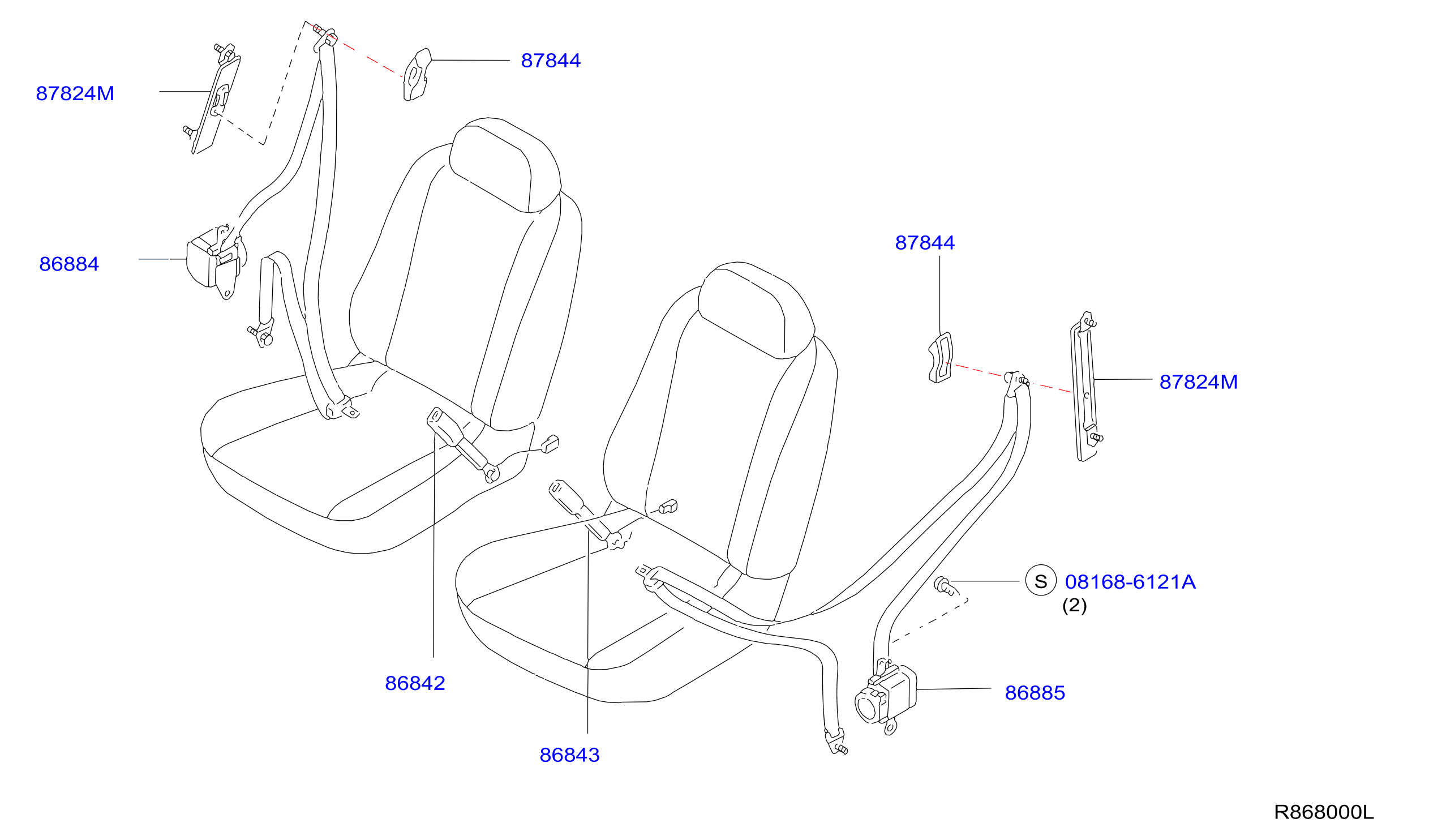 Diagram FRONT SEAT BELT for your Nissan Altima  