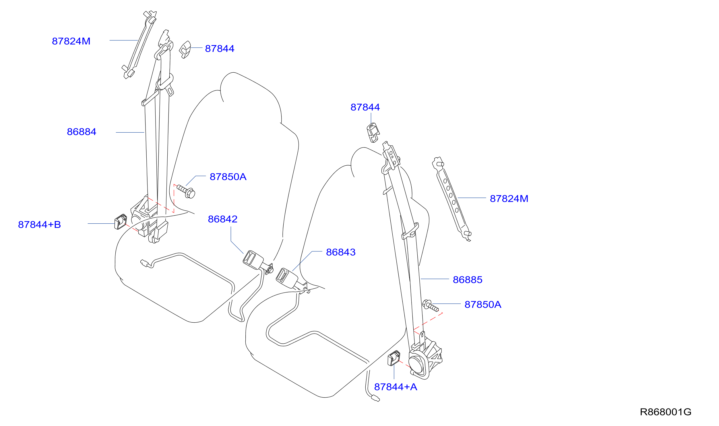 Diagram FRONT SEAT BELT for your Nissan Altima  